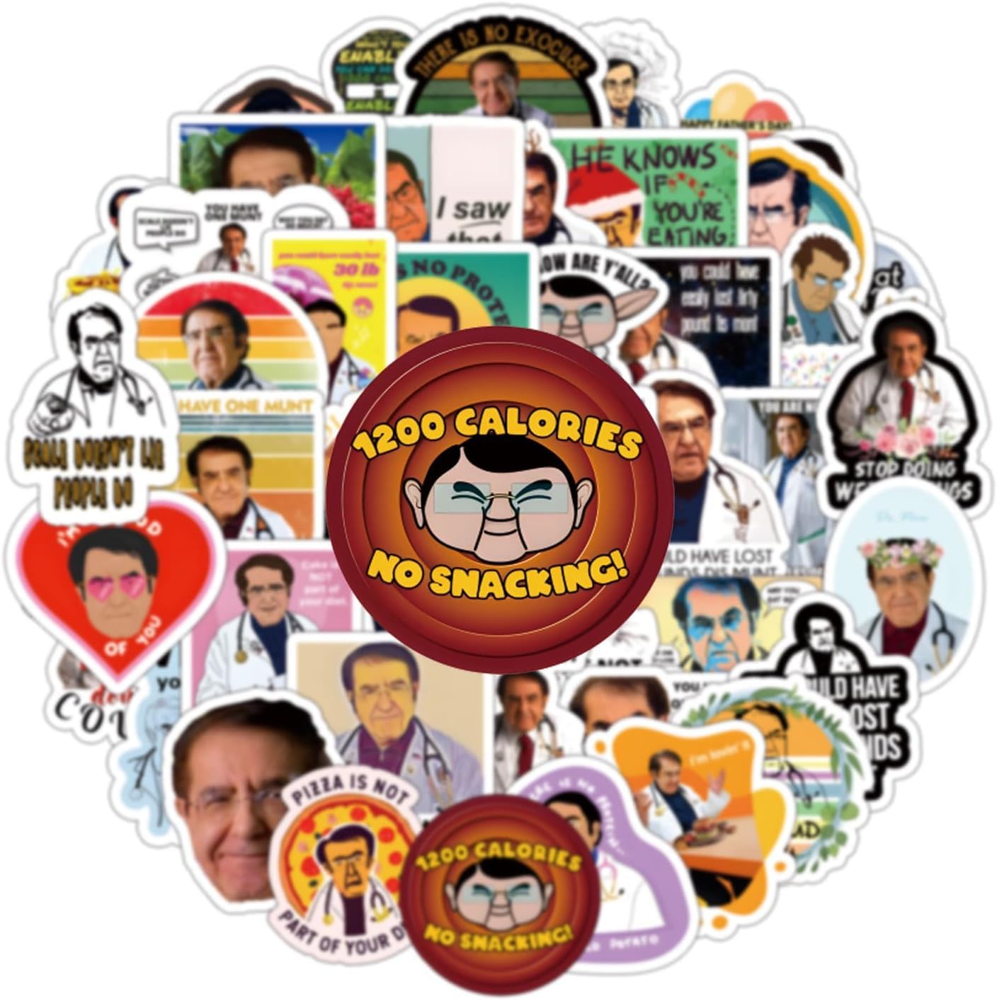 106 PCS Dr Now Stickers Set,Funny Dr. Nowzaradan Weight Loss Sticker, Memes Decals, Medical Kawaii Nutritional Stickers, Waterproof Trending Sticker Water Bottle Skateboard Luggage Laptop Phone