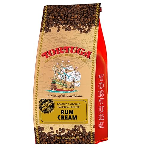 TORTUGA Café con sabor a crema de ron caribeño café tostado y molido 10 onzas el regalo gourmet premium perfecto para cestas de regalo fiestas