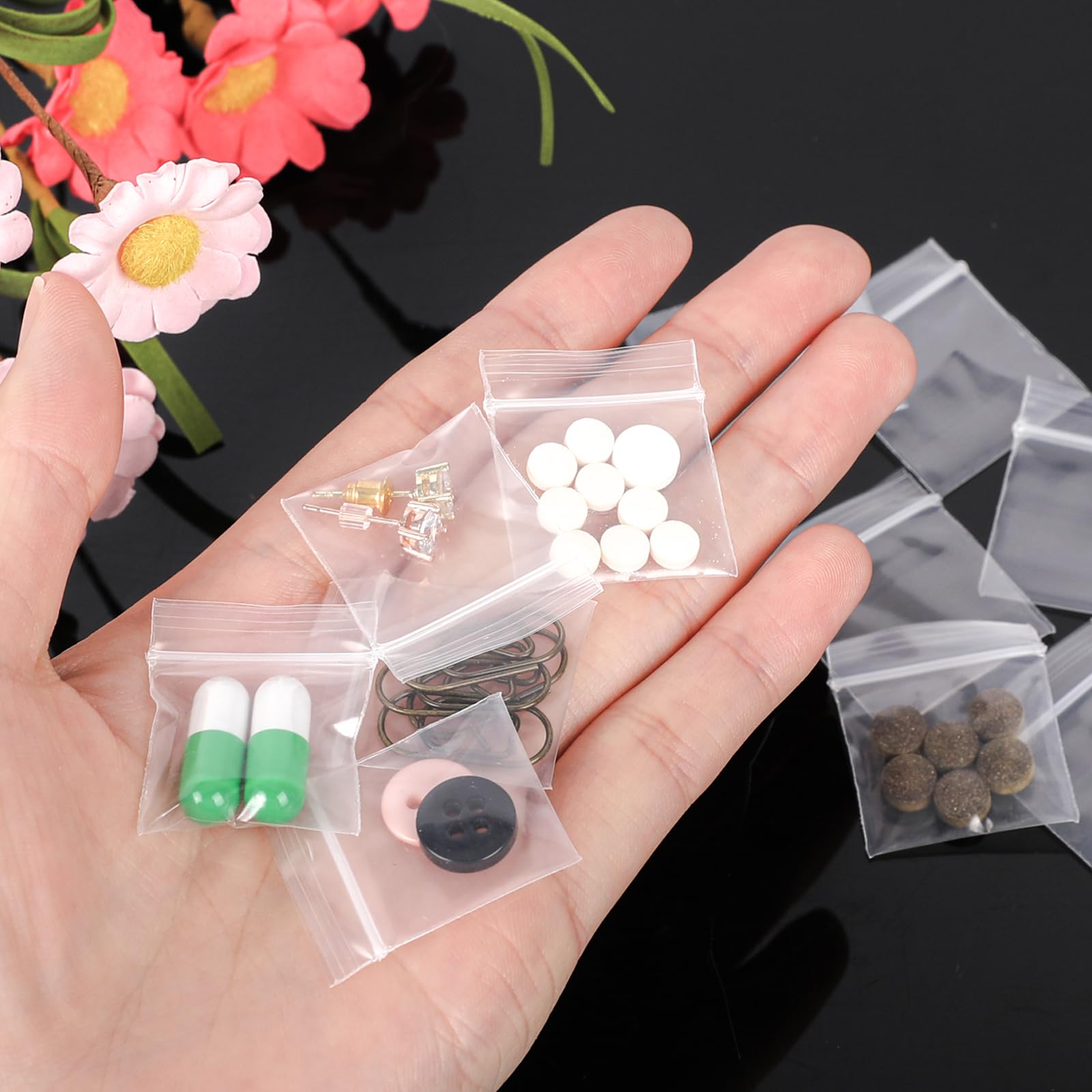 200 sztuk mini woreczków z zamknięciem strunowym Zip Beutel 3,5 cm x 5 cm plastikowe torebki z suwakiem, z możliwością ponownego zamknięcia, szybkie zamknięcie z polietylenu