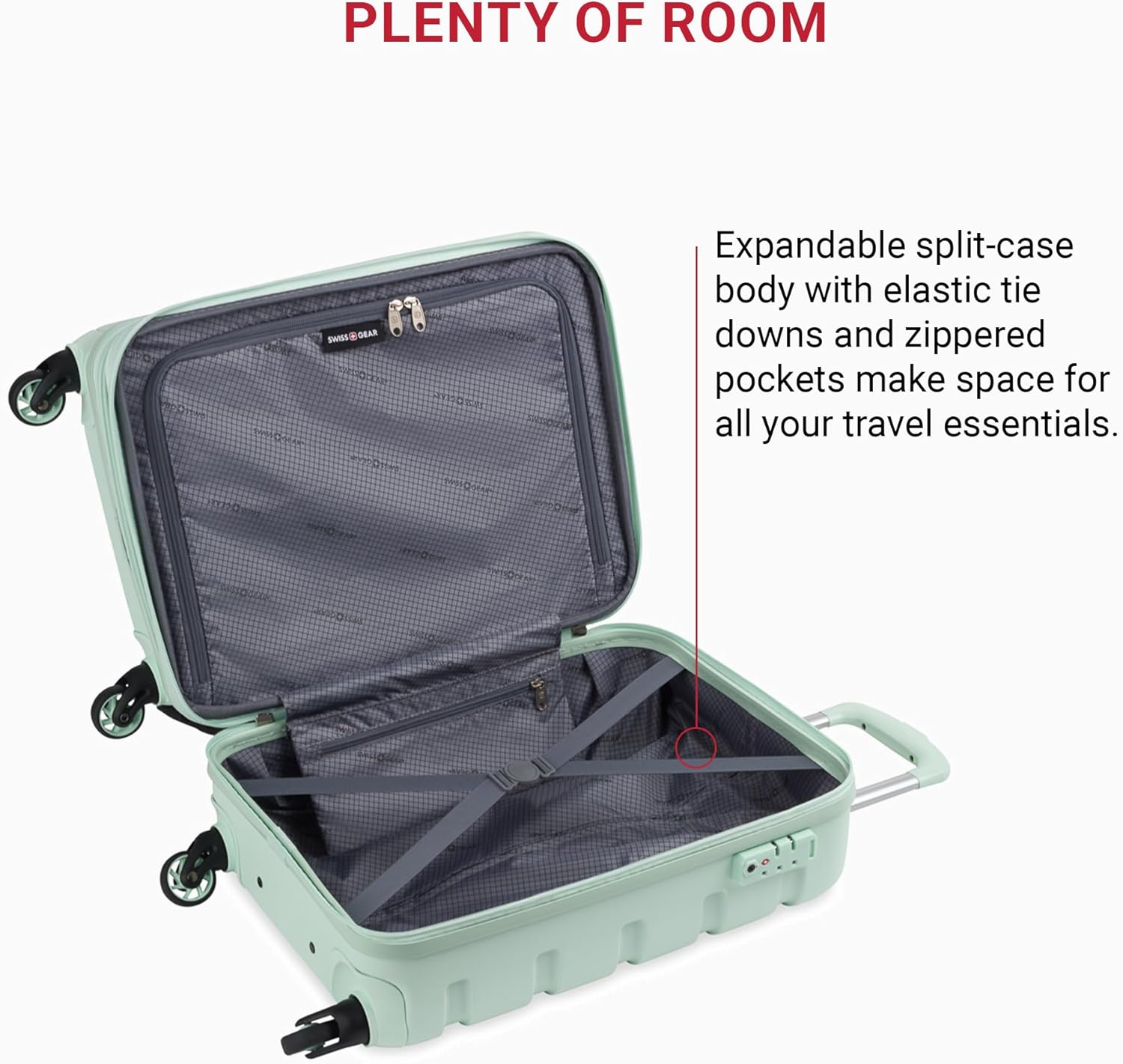 SwissGear 7366 Signature Hardside Expandable Luggage with Spinner Wheels, TSA Lock, Cup-Holder, Clearly Aqua, Carry-On 19-Inch - Image 6