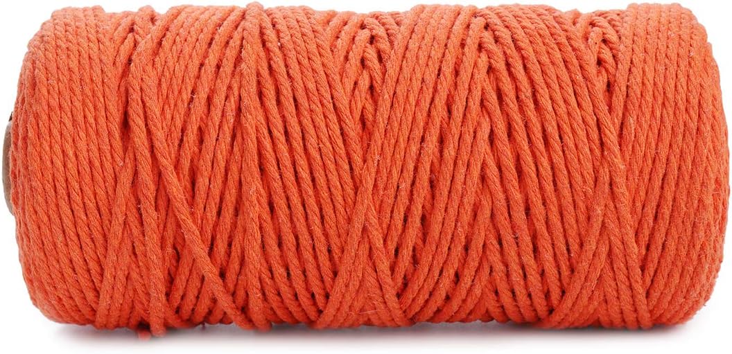 Binwat Macrame Cord Natual Macrame Cotton Cord DIY Craft Cord Spool Twine Rustic String Cotton Rope for Wall Hanging,Plant Hangers,Crafts,Knitting,Decorative Projects 3mm x100m (Orange) - Image 4