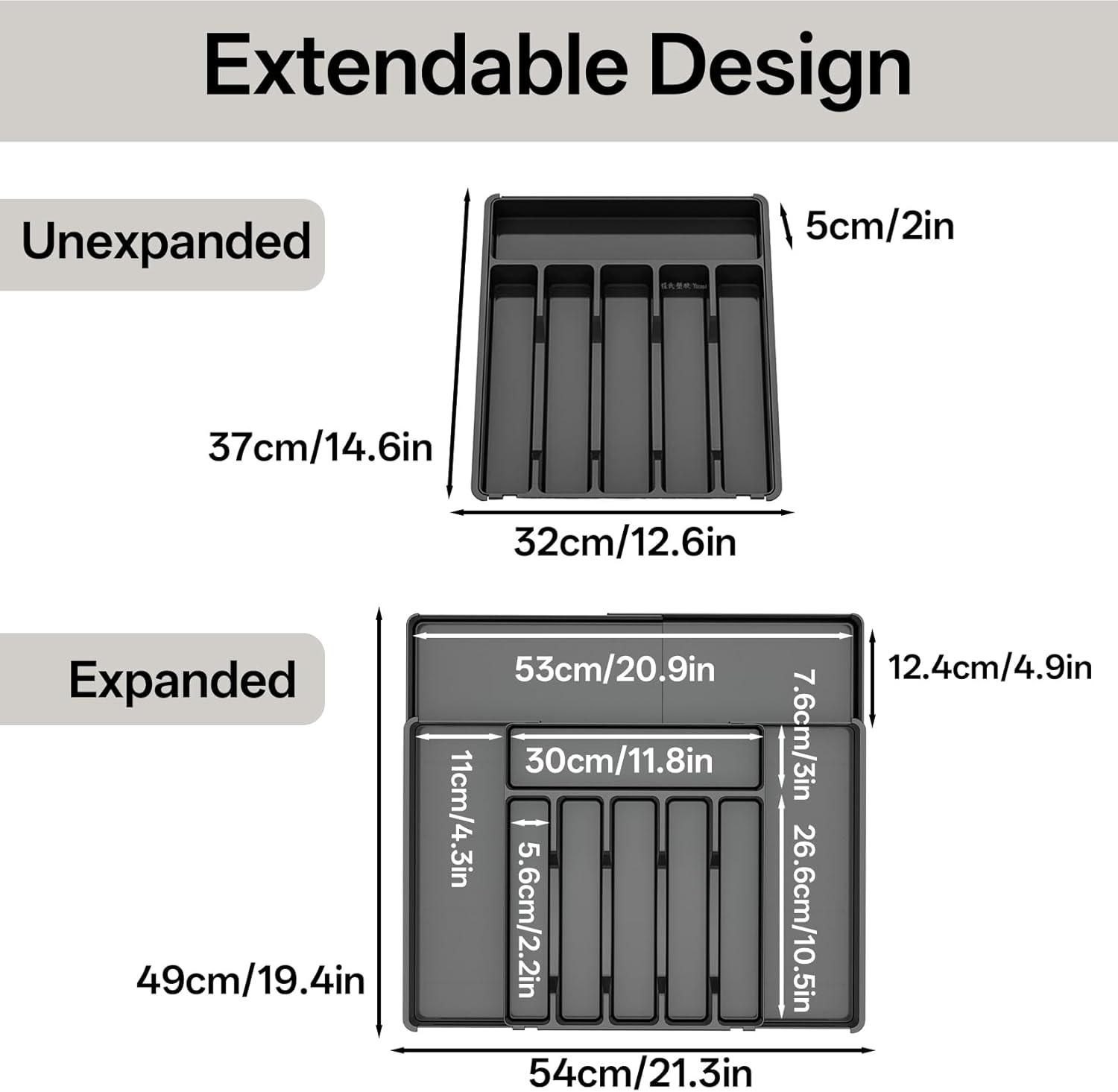 Silverware Organizer, Large Expandable Utensil Drawer Organizer, Cutlery Storage Divider for Forks, Spoons, Knives in Kitchen (Black)