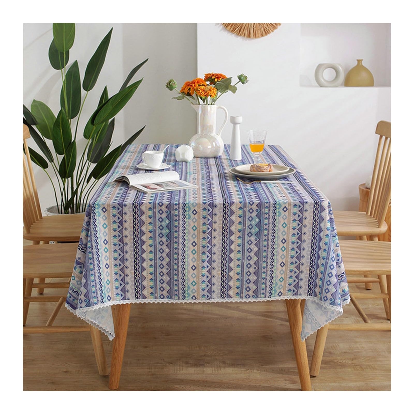 Nappe géométrique bleu violet pour sublimer vos repas de famille