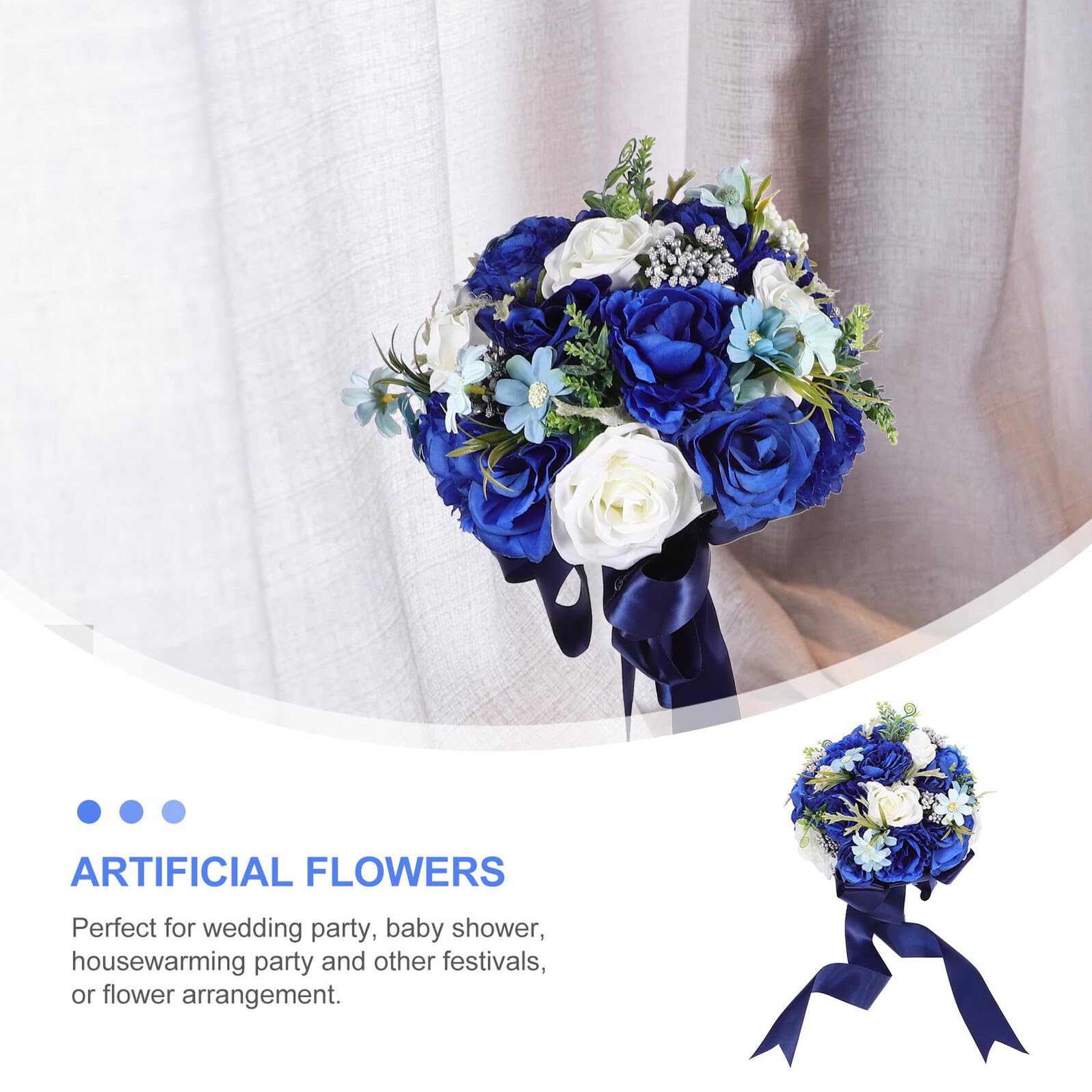 Sosoport Künstlicher Seidenblumen Blau Brautstrauß aus Hochzeitsfeier | Lebensechte Optik, Romantischer Stil, Sichere Befestigung, Passend für Braut und Brautjungfern