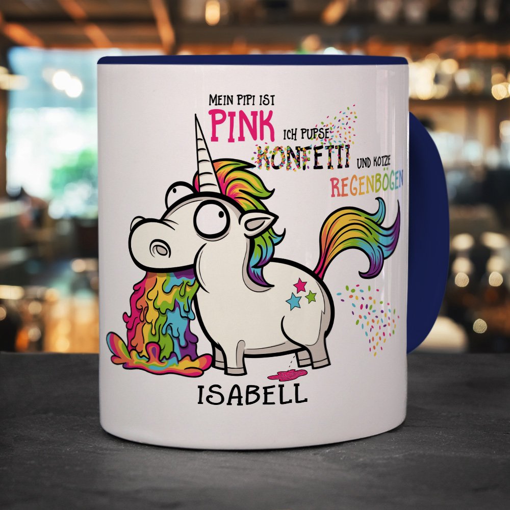 Personalisierte Tasse „Elisabeth“ Mit Einhorn-Motiv – 325 Ml, Spülmaschinenfest, Aus Steingut