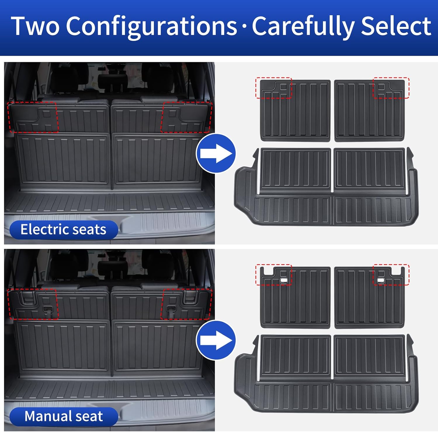Seat backrest Protective pad Suitable for 2024 2025 2026 Toyota Land Cruiser 250 1958 Prado LC250 TPE Material Kicking pad Anti-Kicking pad Interior Upgrade Accessories (7-Seat Tail Box Mat Electric)