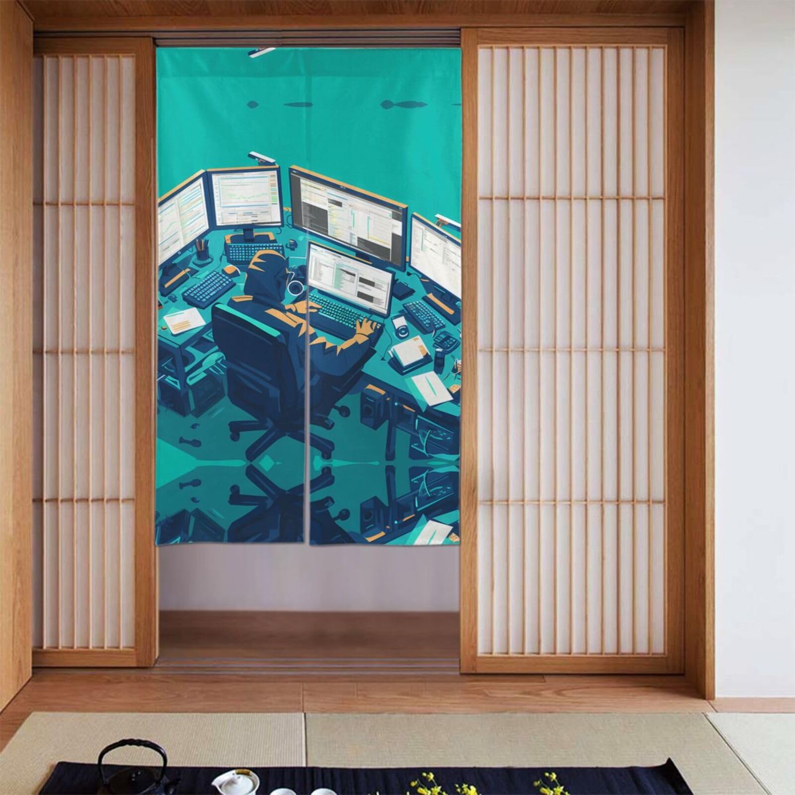 Rideaux occultants pour chambre lot de 2 avec impression graphique de dimensions 142x86 cm