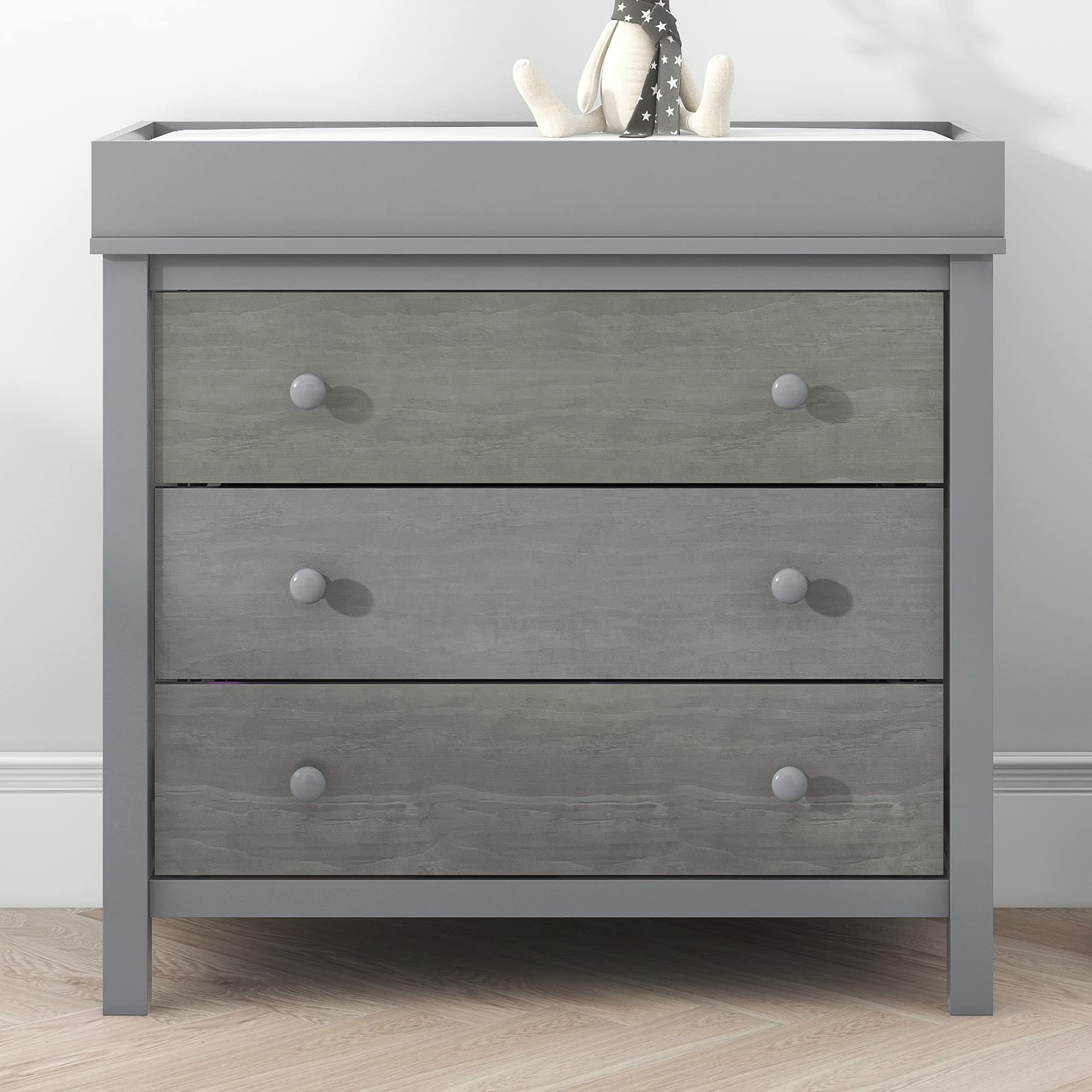 Generic 3 Drawer Changer Dresser with Removable Changing Tray in Gray, Grey