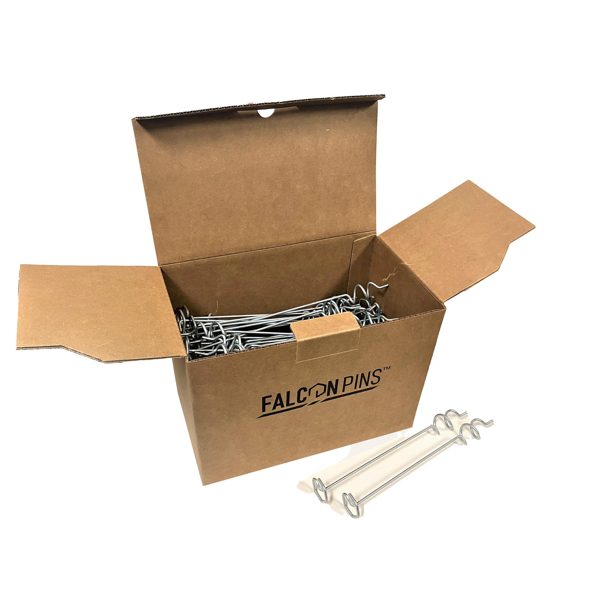 Falcon Hex Pins HS-12 Landscape Anchors 100 Ct | Hex Top Anchor for mat, Tent, Gardening, Landscaping | Circle Top Anchor | 12 inch Spiral pin for Soft Ground | Drill in ground Anchor