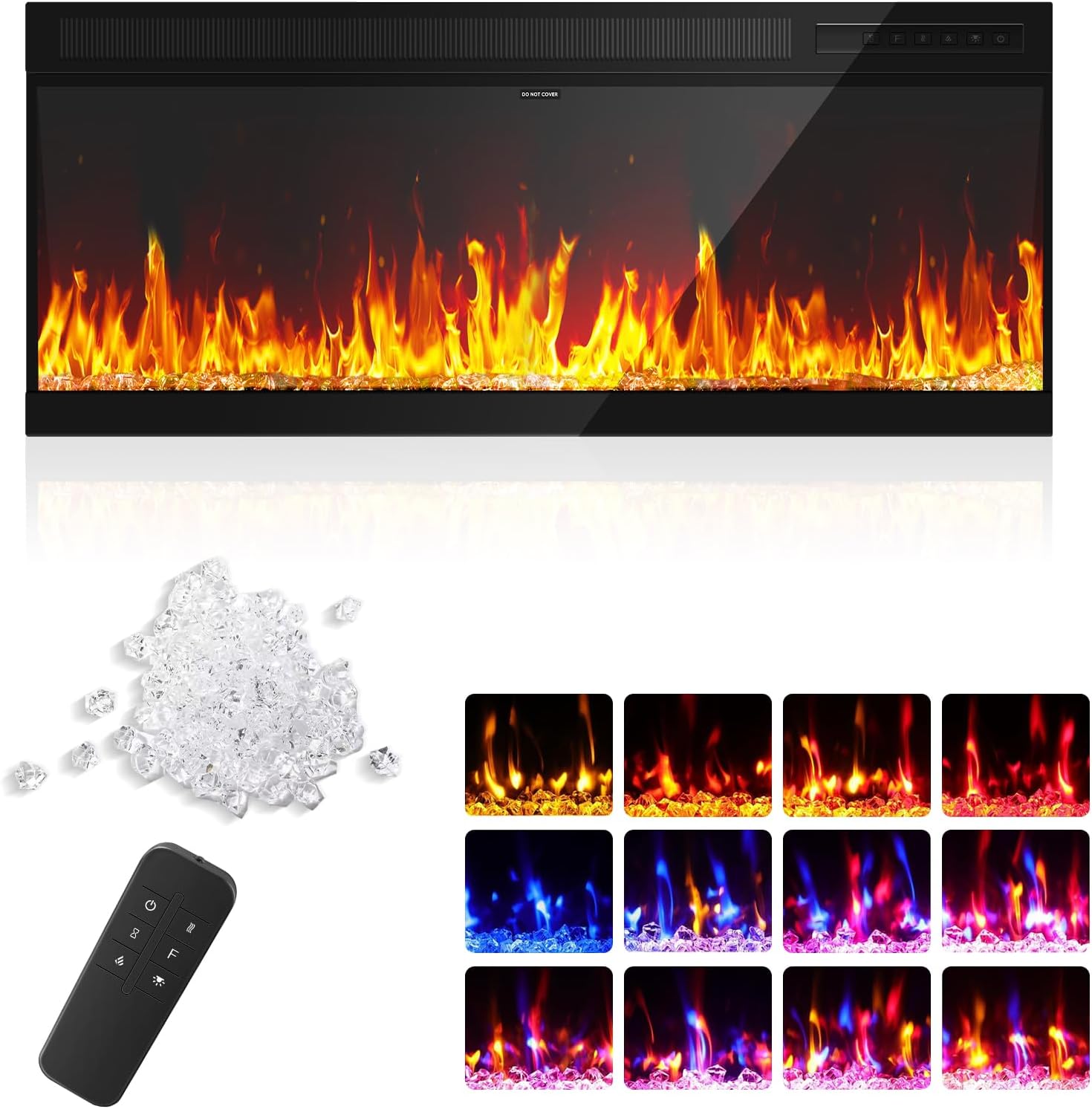 40 inch Upgraded Electric Fireplace-Ultra Narrow Bezel and Simulated Flame Fireplace, Ultra Large Flame Display, 750W/1500W, Remote Control, Recessed/Freestanding/Wall Mounted for Living Room, Bedroom - Thumbnail 3