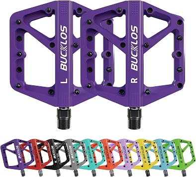 MTB Pedals Flat Mountain Bike Pedals Road Bike Large Platform Nylon Non-Slip Pedal for Adult Bicycle Gravel Bike/Hybrid Bike 9/16"