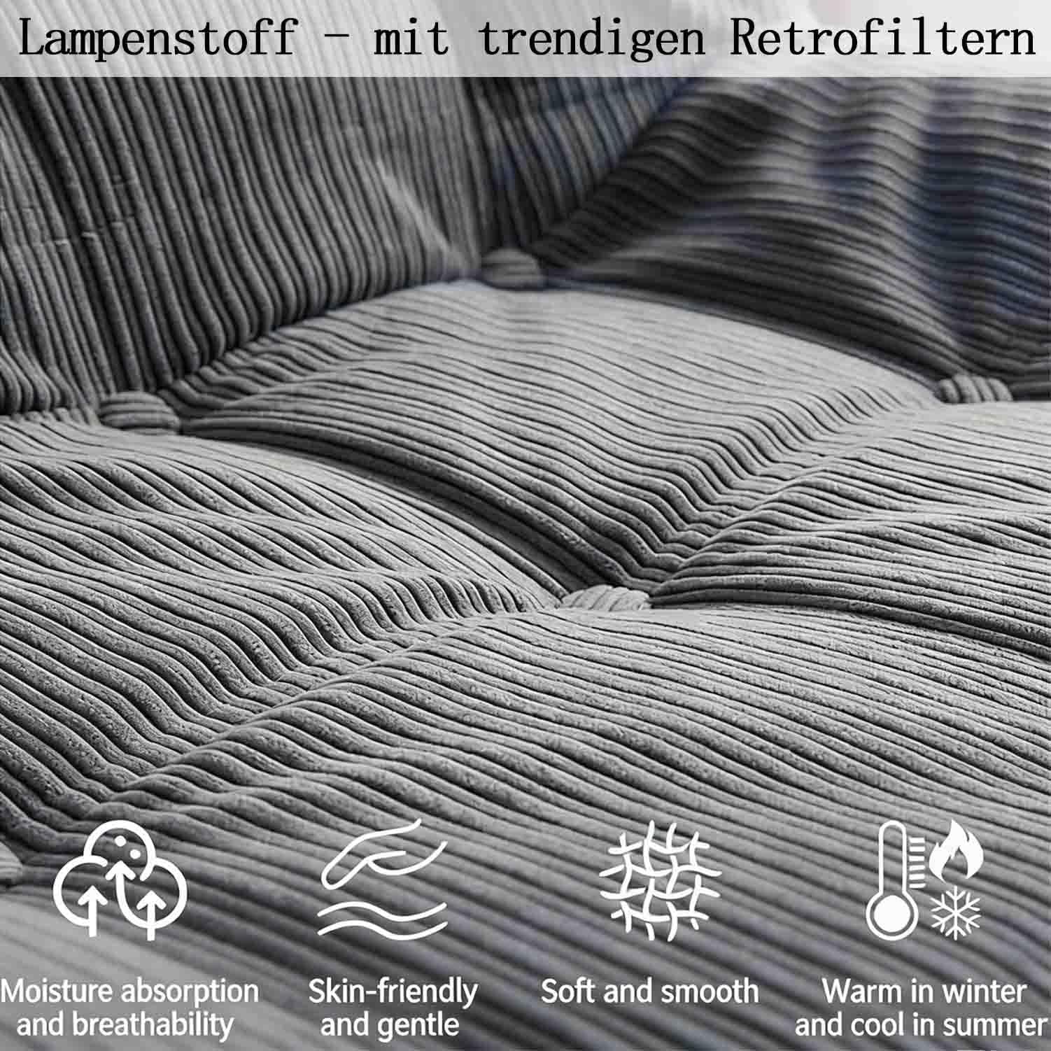 Faltbares Schlafsofa umwandelbarer 3-in-1 Sofa Bett Schlafsessel mit Kissen Sitzsack-Sofa Stuhl Komfortable Schlafcouch Bodensofa-Lounge für Schlafzimmer Wohnzimmer 85 * 85cm,Dark gray