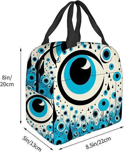 Miniatura 2 de OOZ Lonchera aislada para mujeres y hombres, para el trabajo, con patrón de círculos de mal de ojo, reutilizable, a prueba de fugas, para adultos,