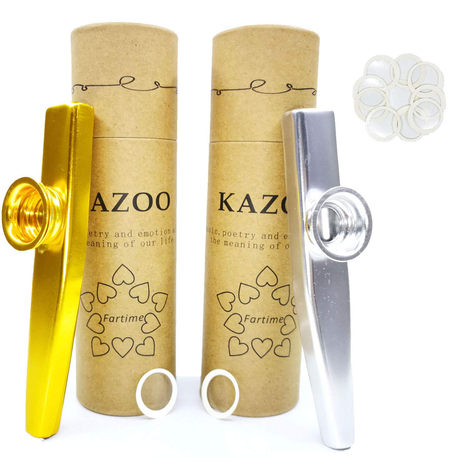 Lot 6 Kazoos Métal - Instrument Musique Alliage Aluminium Avec 12 Membranes - Jouet Musical Cadeau