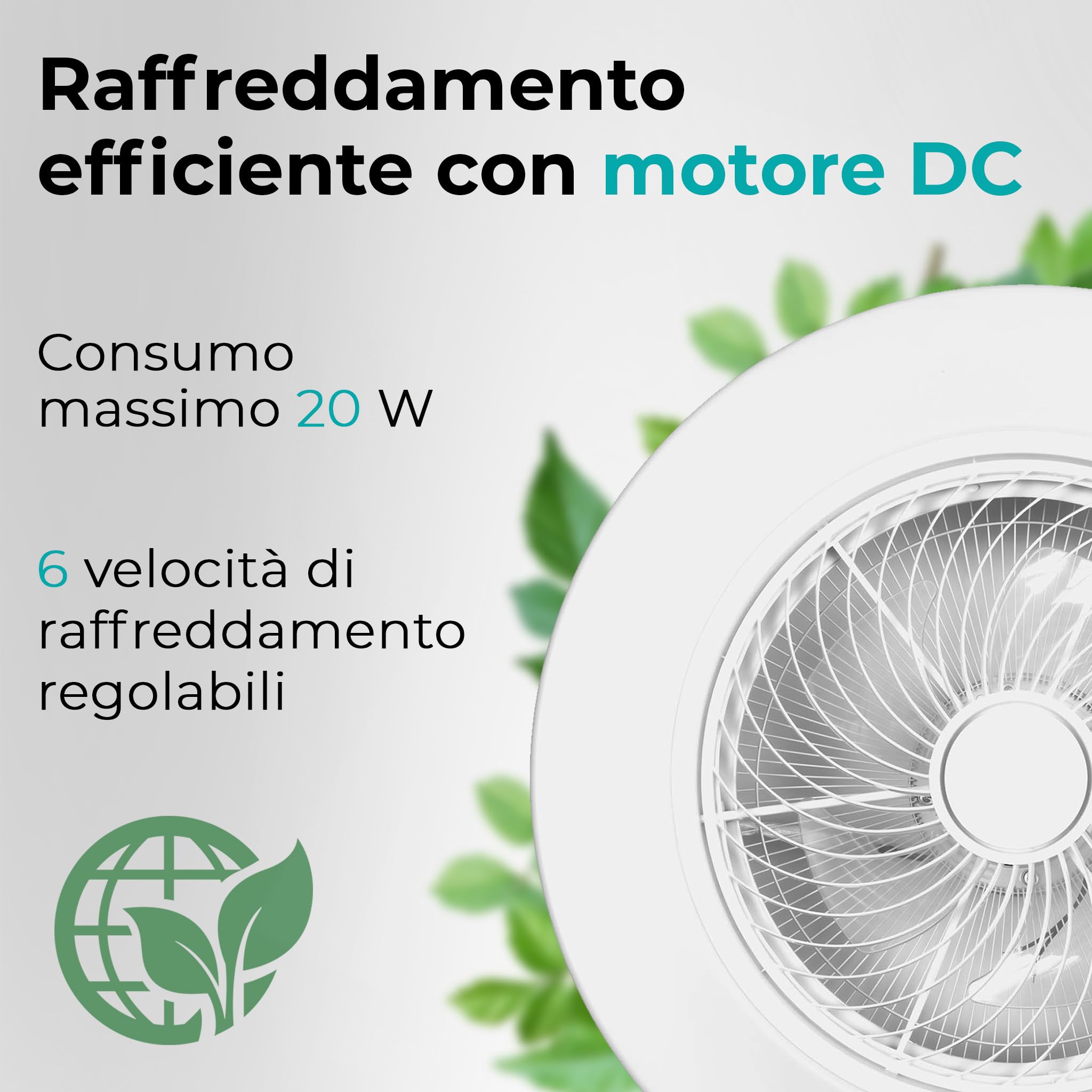 Noaton® Triton Bianco Ventilatore da Soffitto con Luce e Telecomando, LED Dimmerabile 50 W, 3 Colori, 6 Velocità con Timer, Silenzioso, per Soggiorno Camera, da Letto Sala e Cucina, Lampada, Ø 58 cm