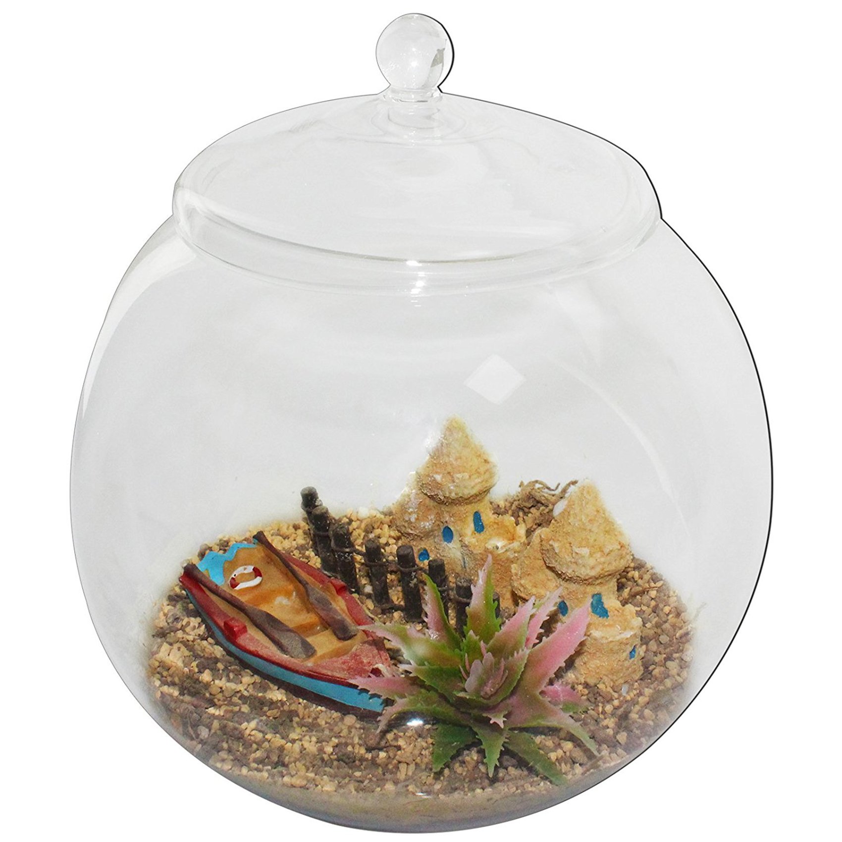 Musykrafties Glas-Terrarium Mit Deckel – Dekoratives Vorratsglas 22x20x20 Cm, 3750 Ml