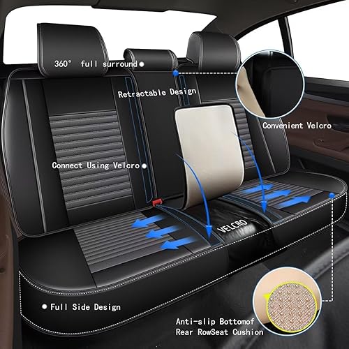 Vista 63 de Juego completo de fundas de asiento de automóvil para Volvo XC40 2019-2023 2024, fundas de asiento de cuero impermeables con compatible con bolsa