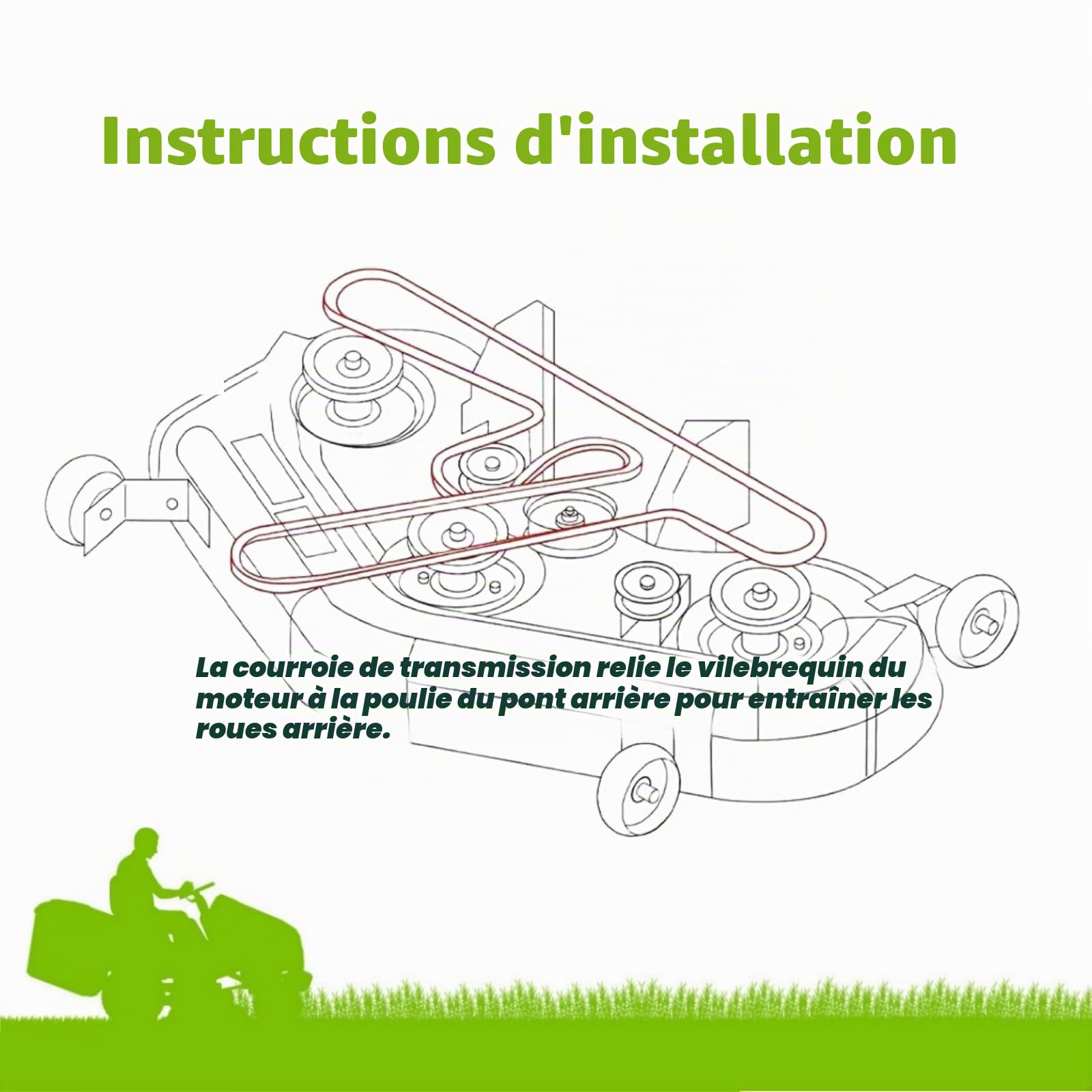 2pk Courroie de plateau de 42 pouces 954-04060C 754-04060C (1,27 cm x 24,38 m) Remplace pour MTD Cub Cadet Troy-Bilt LT1042 John Deer GX10851 Sabre 1438GS Tondeuses à gazon 754-04060B 954-04060B 754