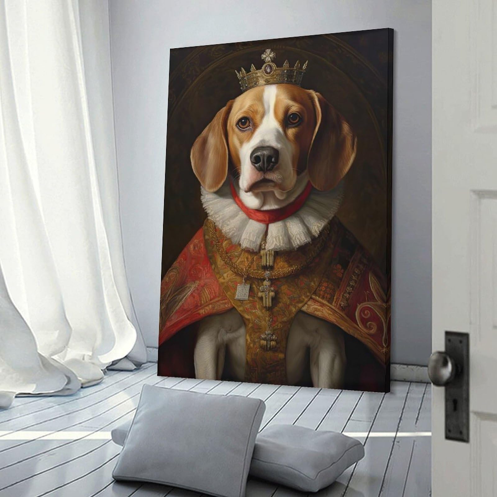 Junmoney Beagle The King Wall Picture Print, 24x36inch(60x90cm), for Workspace Walls, Study Corners Or Bedrooms, Wall Art That Adds Style to Work Areas
