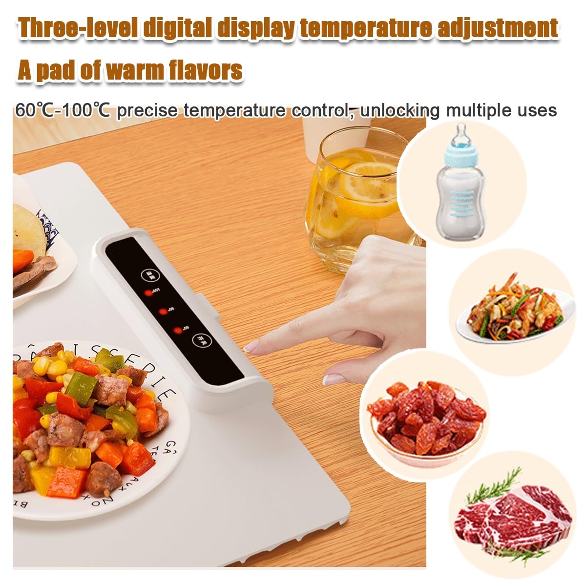 Vassoio Riscaldante Elettrico Pieghevole In Silicone - 40-110°C, Per Mantenere Cibo Caldo, Scongelare, Feste - Foto 4