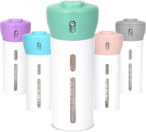 Travigo - Dispensador de botellas para viaje 4 en 1, incluye cuatro botellas vacías reutilizables de 1.4 onzas Contenedores de 1.4 onzas para