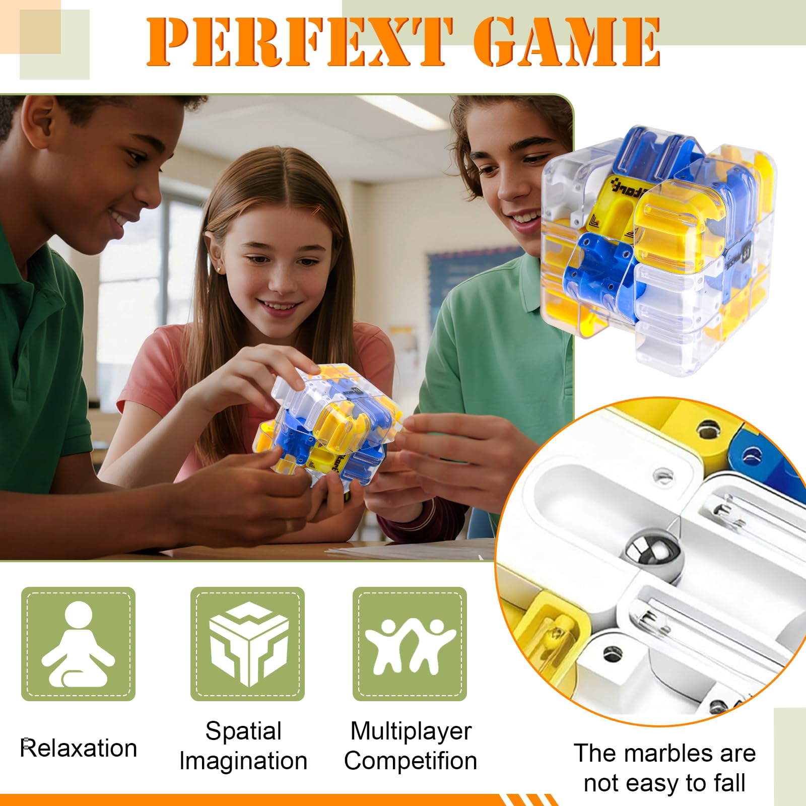 Large 3D Labyrinth Cube Puzzle,Sfida di Labirinto 3x3 per Stimolare l'Immaginazione Spaziale Allenare La Consapevolezza Spaziale,Fidgets Gioco di Labirinto 3D con Pallina Rotante per Bambini e Adulti