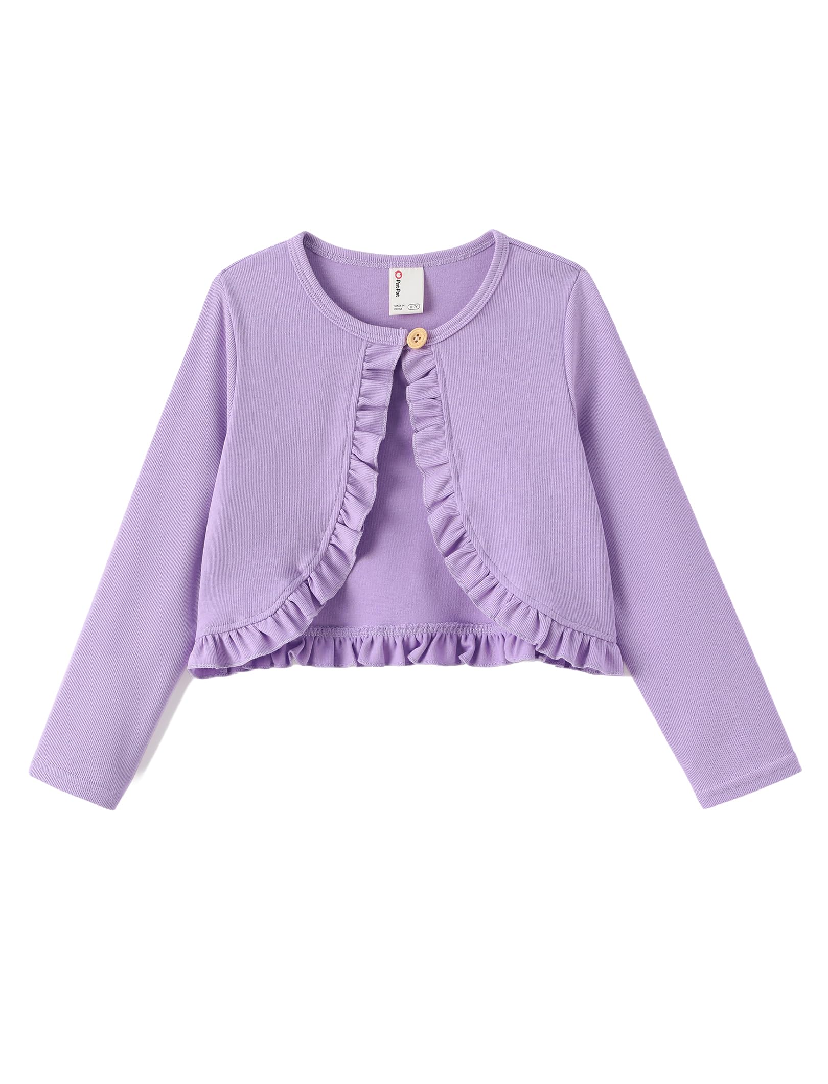 PATPAT Girls Cardigan Bolero Ruffle Open Front Button Cover Up Tops 4-12Y