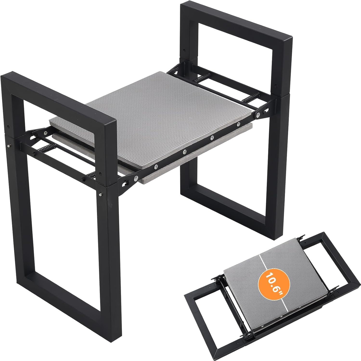 Tabouret de Jardin Pliable, 32cm Pliable Banc Agenouilloir avec Poignées, Appareil Robuste pour Genoux, Capacité de 180 kg, Banc Multifonction de Jardin pour Seniors, Femmes, Hommes/Noir