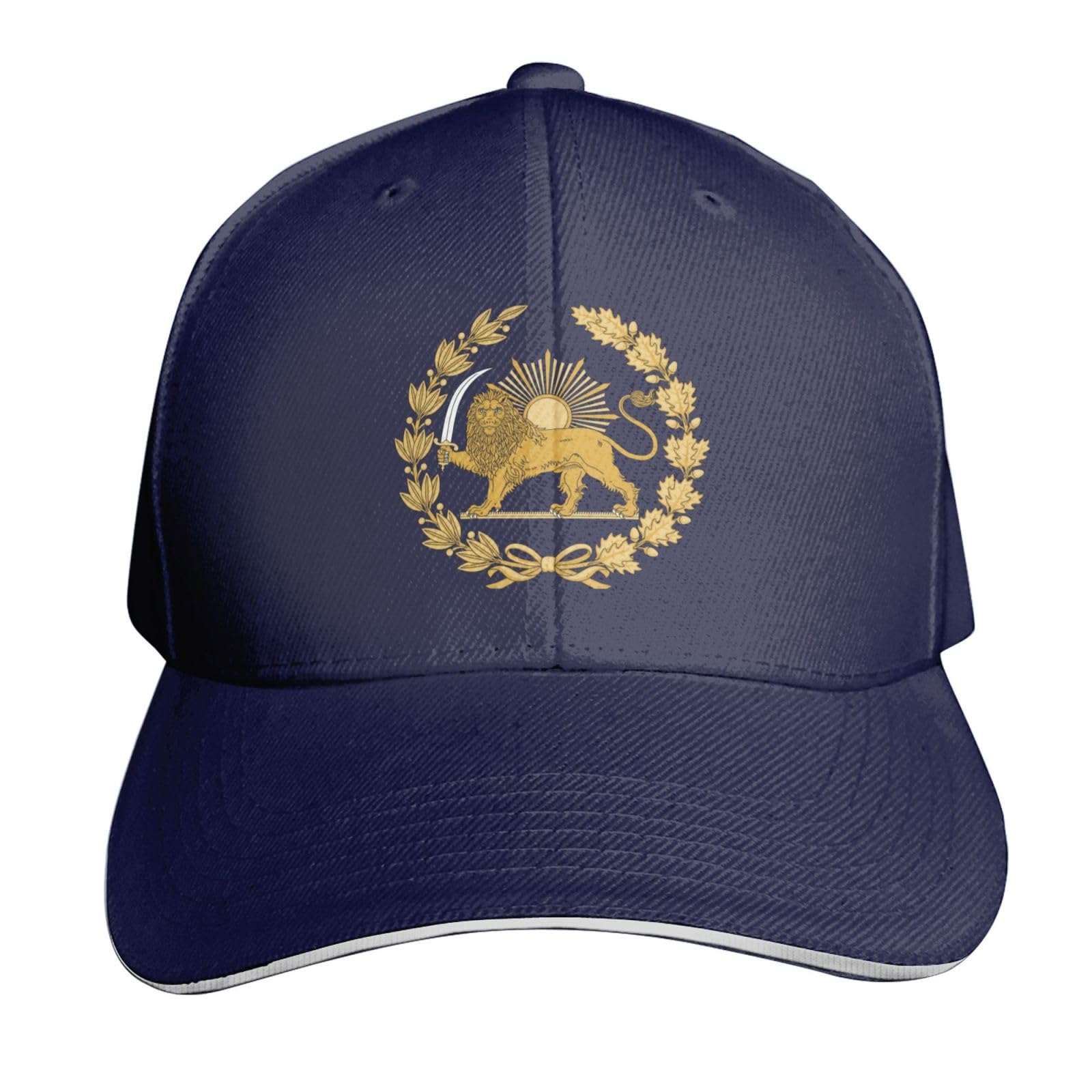 GQWJKSZ Persian Flag Iranian Lion Sun and Crown Iran Persia Hat Unisex Baseball Caps Adjustable Dad Hat Summer Sun Hats for Men Navy Blue