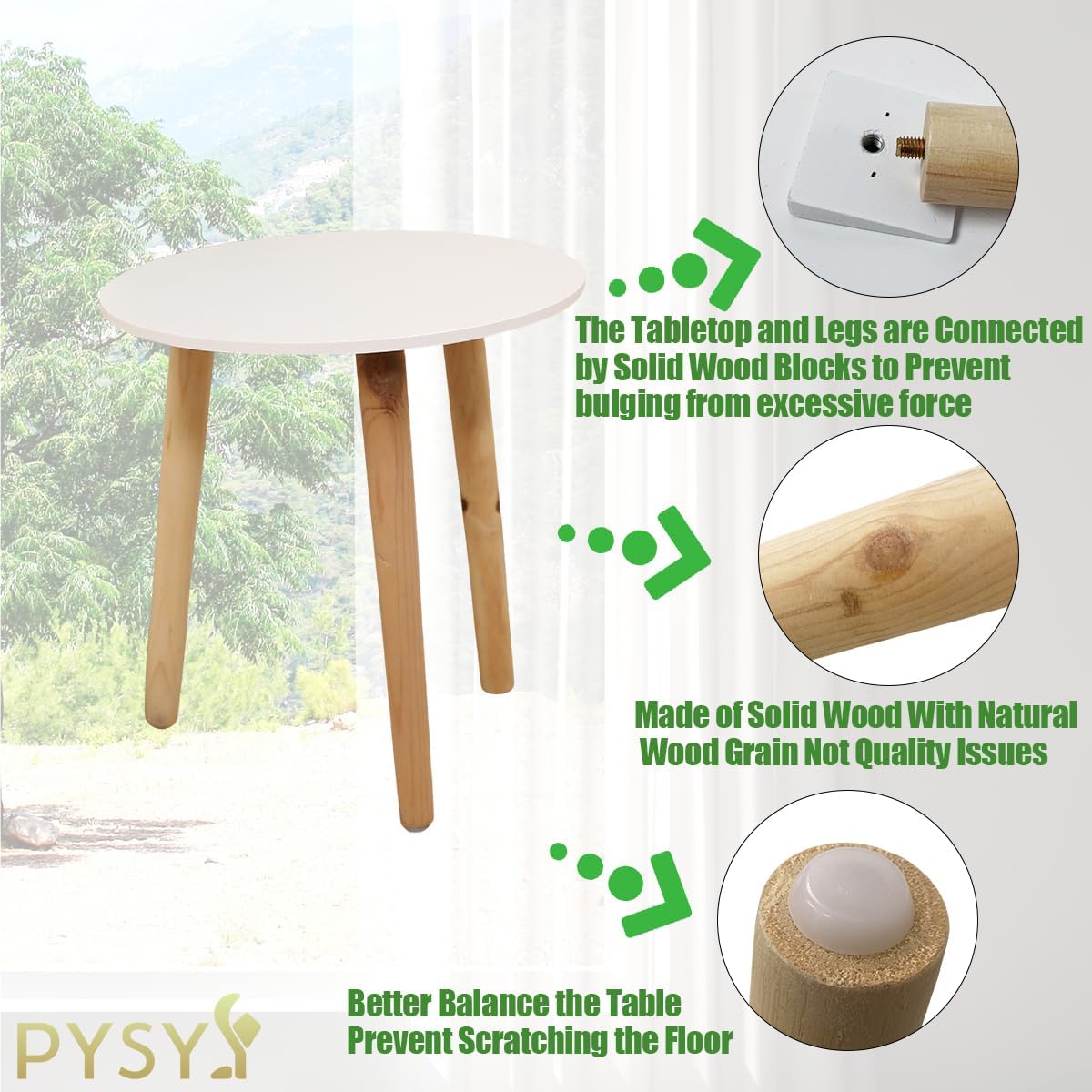 Small Round White Coffee Table - 13.8" Dia x 14" H, Modern Side Table for Living Room, Bedside Table for Bedroom, Easy Assembly, Ideal for Small Spaces​