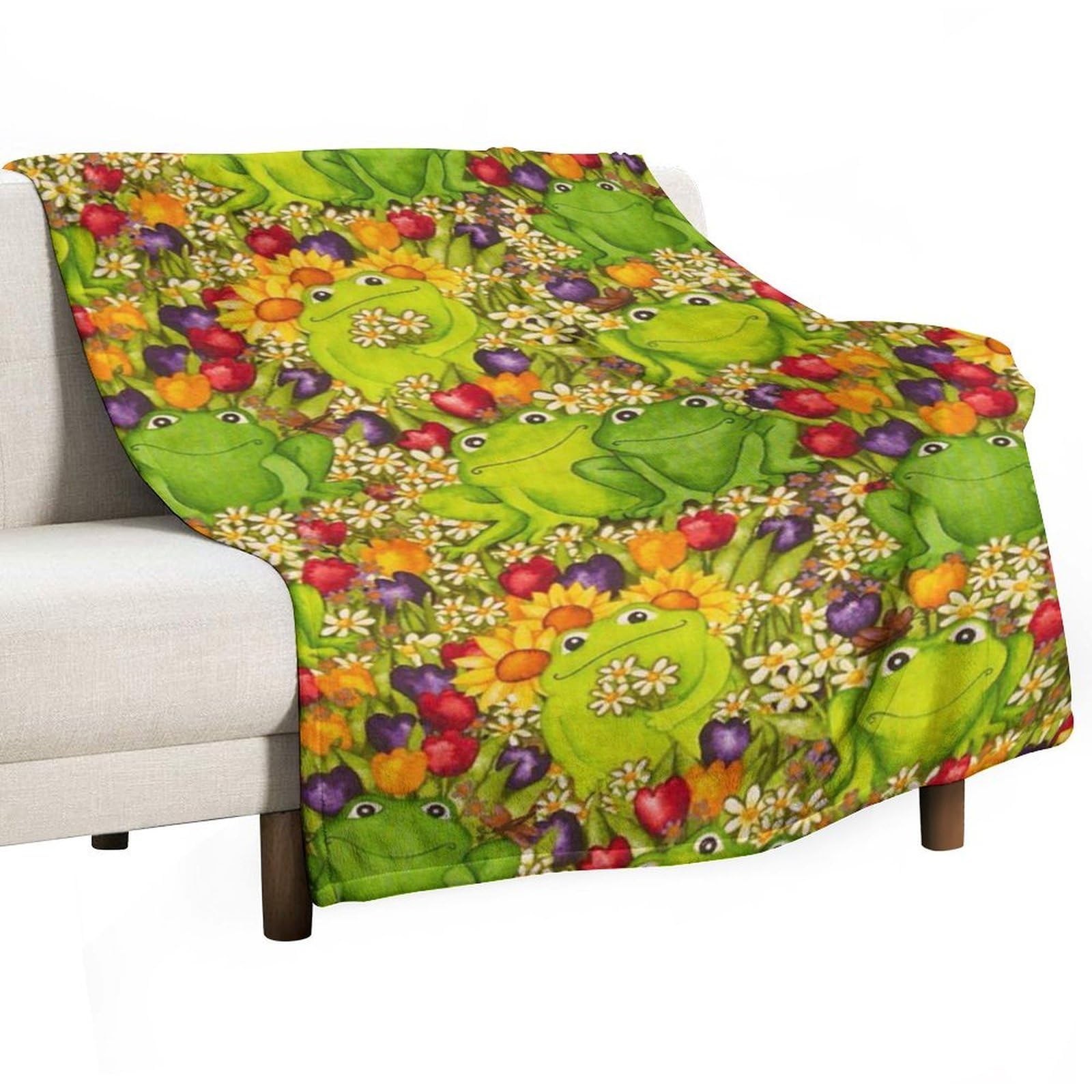 Hxwokrum Flannel Blanket, Frog Throw Blanket for Couch Sofa Bed Office, Soft And Comfortable Without Pilling