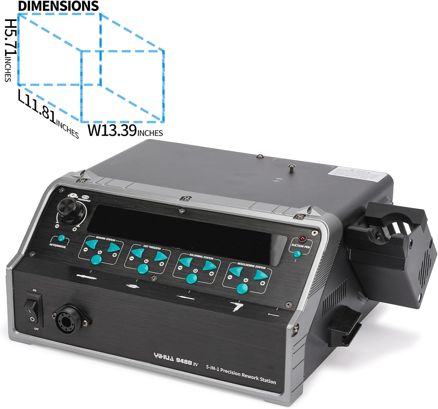 YIHUA 948D IV 5-IN-1 Micro Soldering 1000W Hot Air Rework Desoldering Station with C245 Microsoldering Iron, Hot Tweezers Iron, Desoldering Tool, Suction Pen for BGA SMD Reflow Under the Microscope