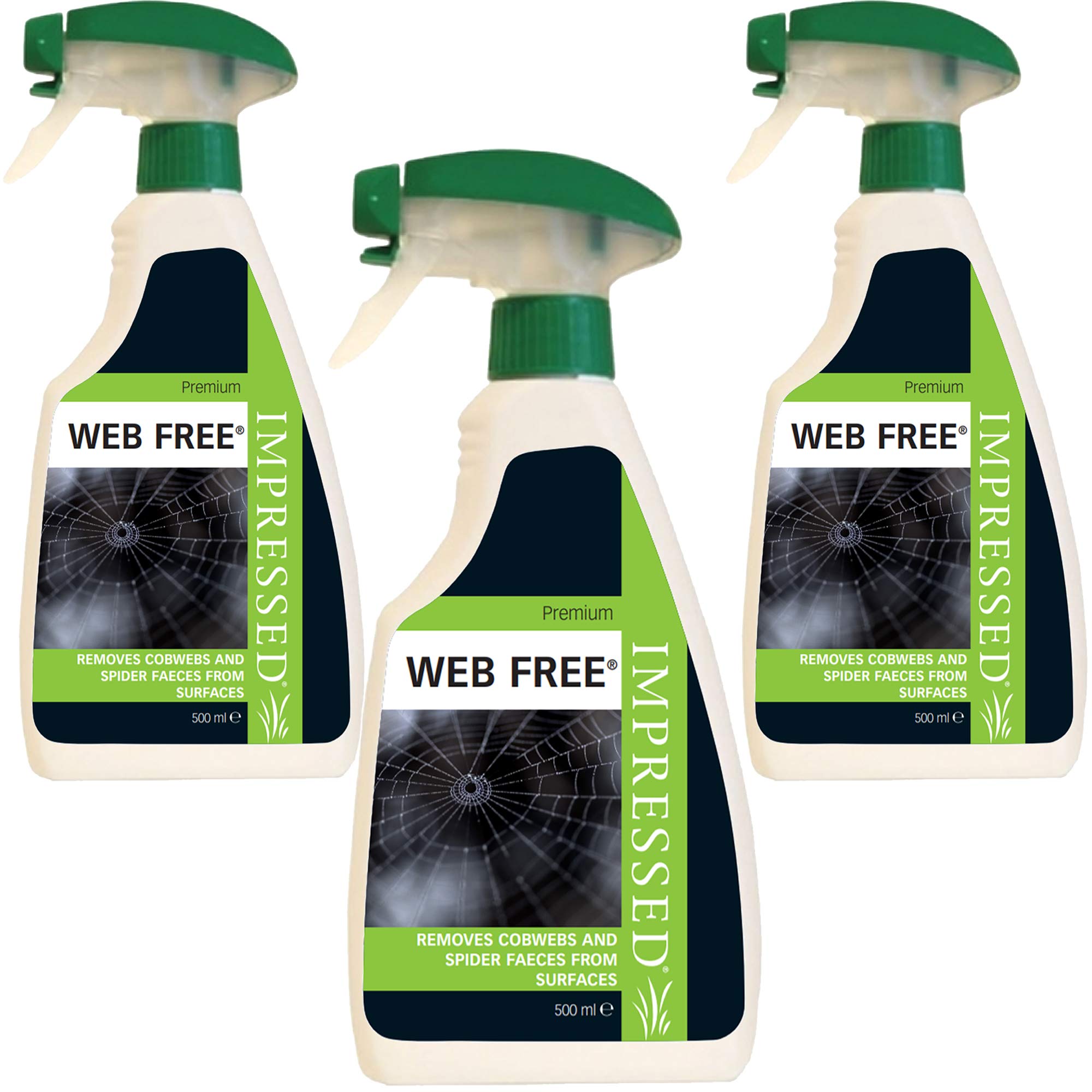 Web Free - Removes and Breaks Down Spider Webs and Faeces - Perfect for Using Around CCTV Cameras, Homes, Garages and More! (3 x 500 ml)