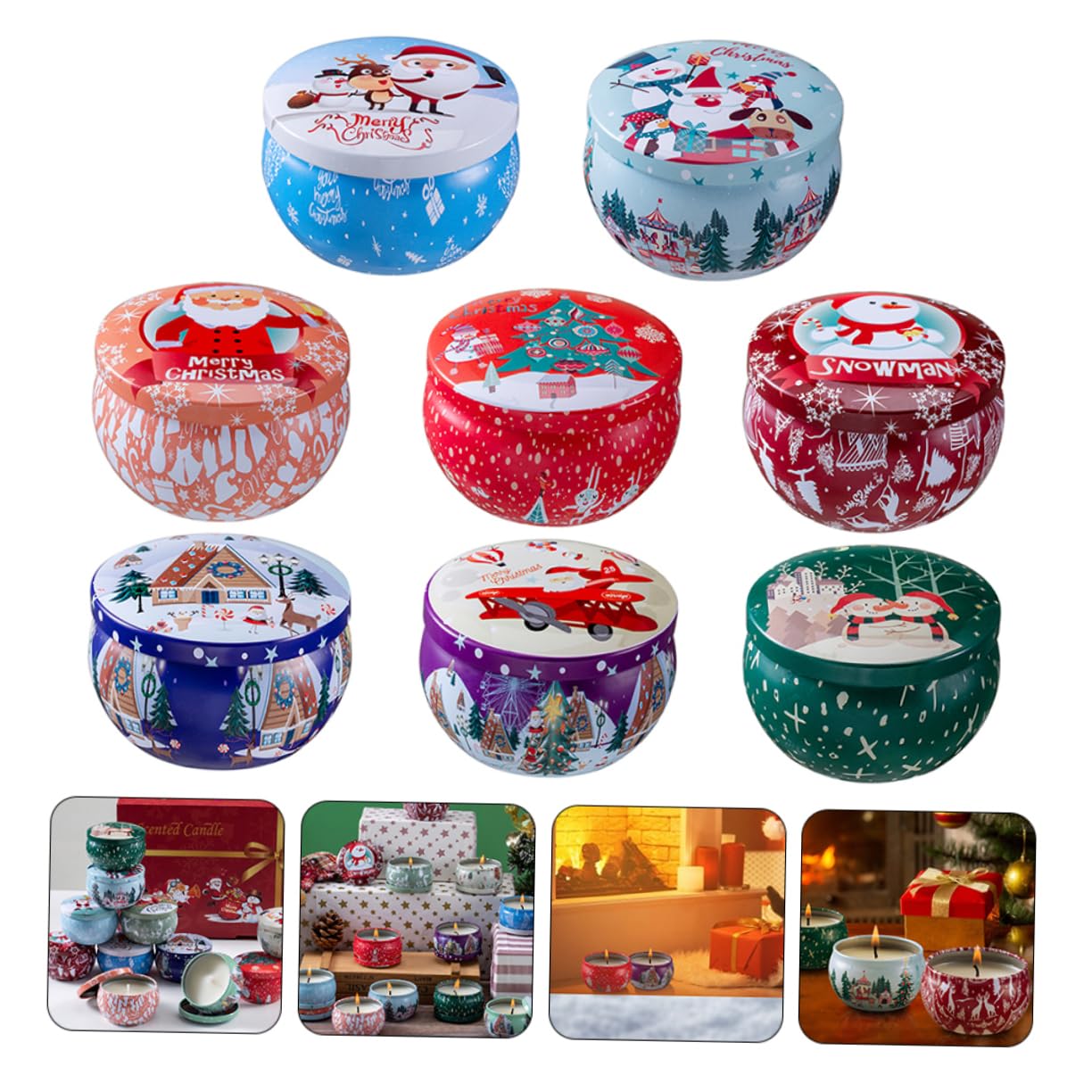 Lurrose 8stücke Weihnachtsduftkerze Aromatherapiekerze Duftwachskerze Weihnachtsduftkerze Weihnachtsschmuck Weihnachtliche Duftkerzen Geschenkidee Aromatherapie Sojawachskerzen Muster