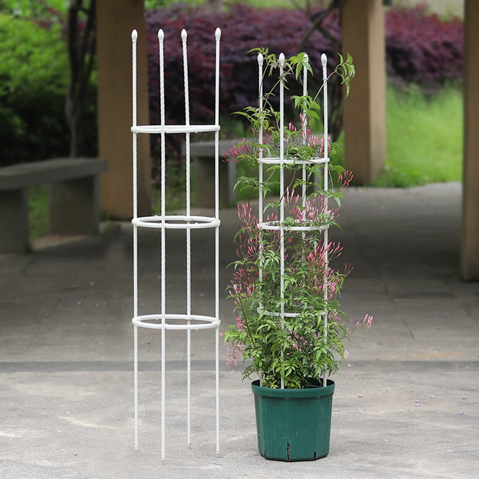 Obélisque de Jardin pour Plantes grimpantes, Tuteur métallique for tomates, rosiers et Fleurs, tuteur Vertical(D20xH90cm)