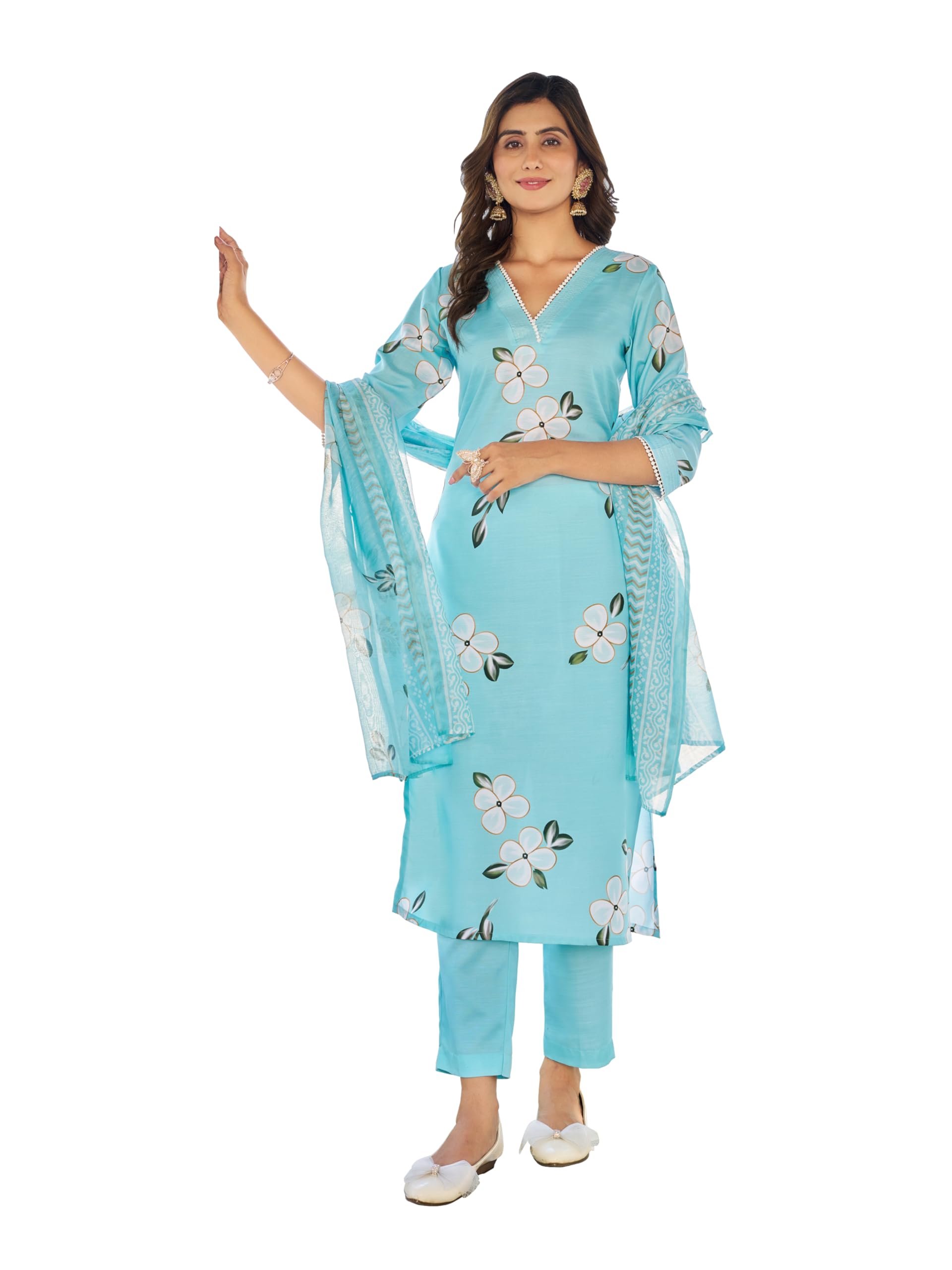 vibe creators Women Kurta Set | Ethnic Kurta Pant Set for Women | Printed Kurta Set | (VC_101TBD_SKY BLUE)-picture-55