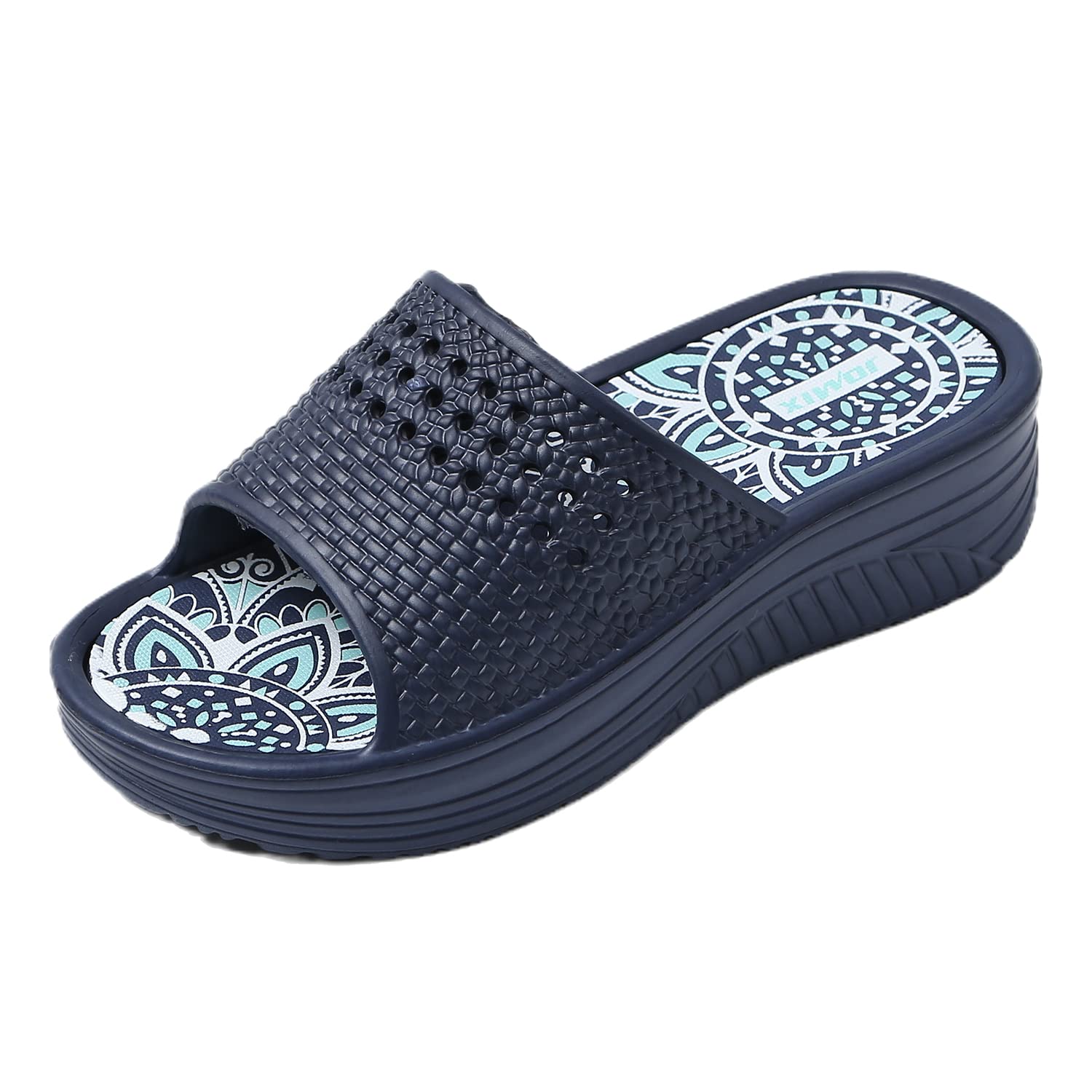 JOMIX Chanclas Mujer con Plataforma Verano Cómodas Zapatillas Casa Cuña Sandalias Piscina Mar Hogar Chanclas de Goma EVA