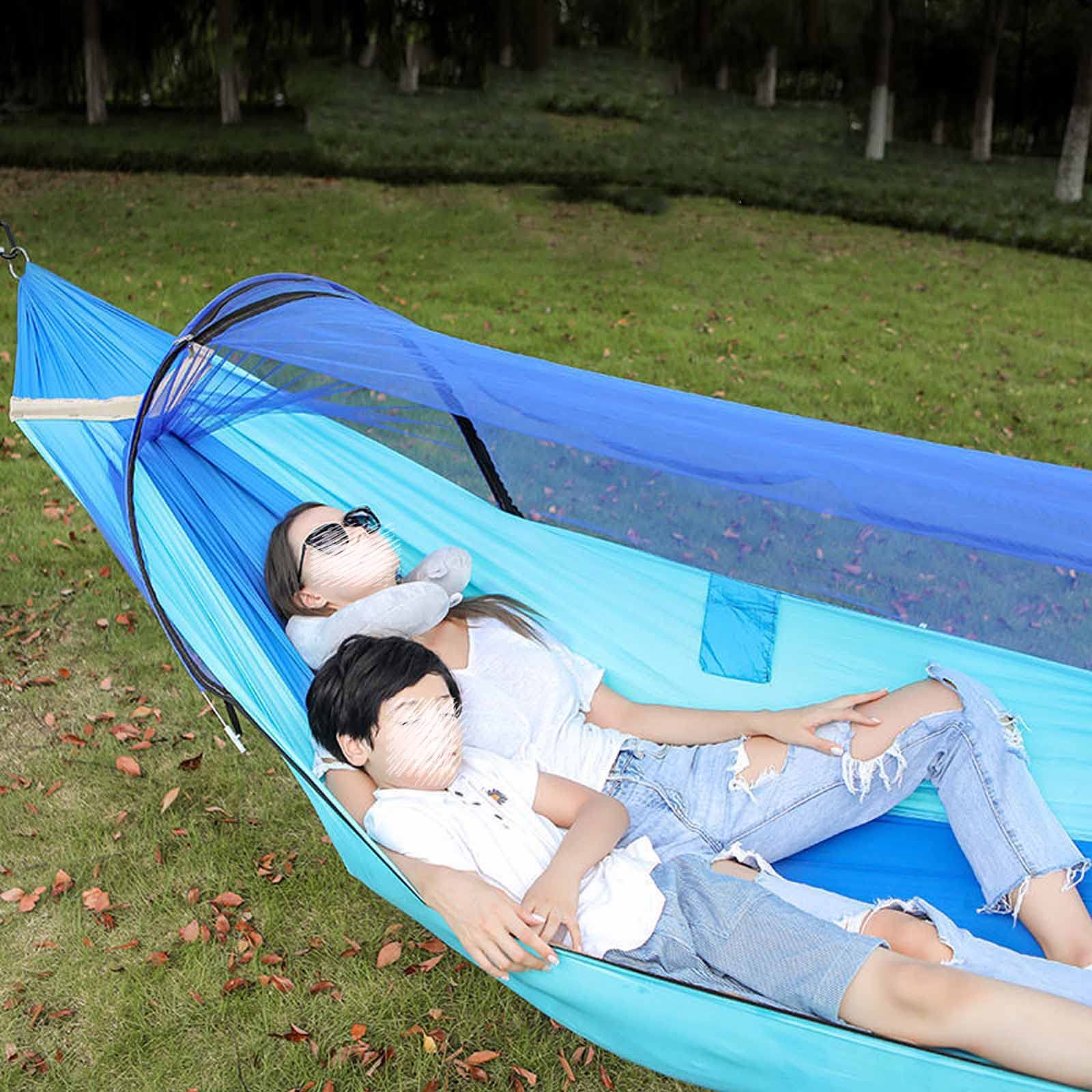 Hamacs D'arbre Pour 2 Personnes À L'extérieur, Hamac Portable À Ouverture Rapide Pouvant Supporter Jusqu'à 660 Lb Avec 2 Cordes Épaisses, Parfait Pour La Plage, Le Camping, Bleu,55*102 inches