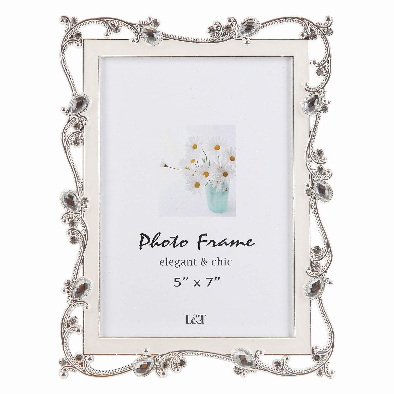 Buy L&T Metal Picture Frame Silver Plated with Cream White Enamel