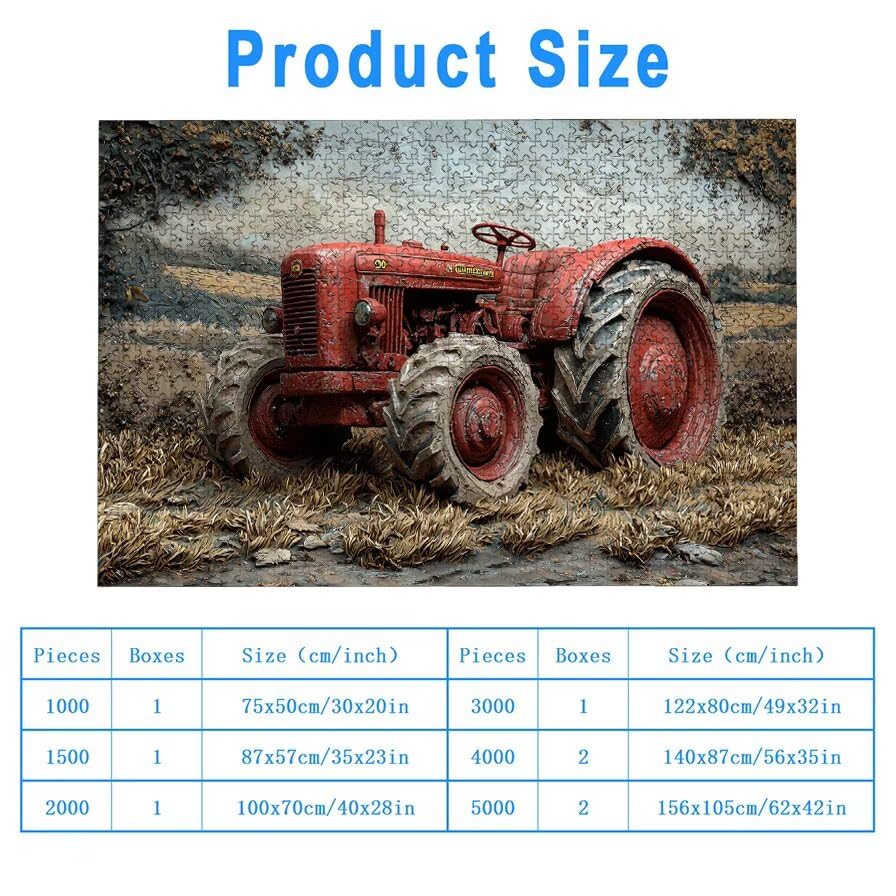 Puzzle 1500 Piezas, Puzzle Granja con Caja Regalo, Tractor Puzzles 1500 Piezas Adultos, Medidas: 87 x 57 cm, Rompecabezas Adultos de Madera, Rompecabezas para Decoración Hogar, Regalo Mujer, -5028
