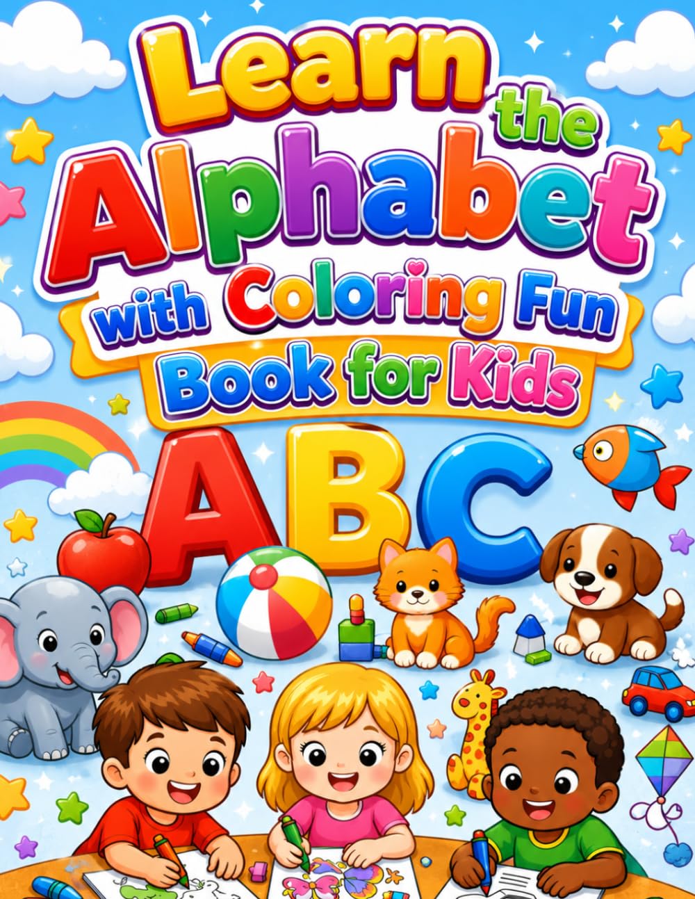 Learn the Alphabet with Coloring Fun Book for Kids Ages 3-6: 74 Pages A to Z Coloring & Learning Workbook for Toddlers & Preschoolers