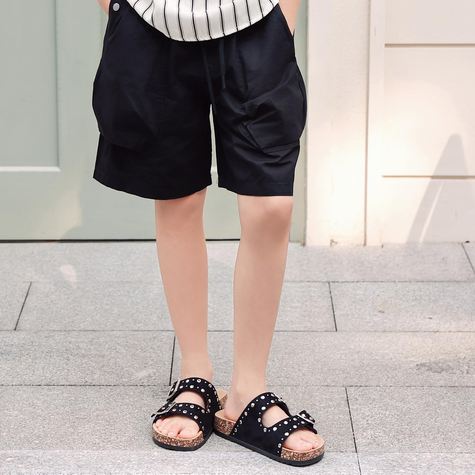 Sandales Enfant Chaussons Garçon Pantoufles Fille avec Boucle Réglable, Sabots Mules D'été de Bain Confortables Intérieur Extérieur