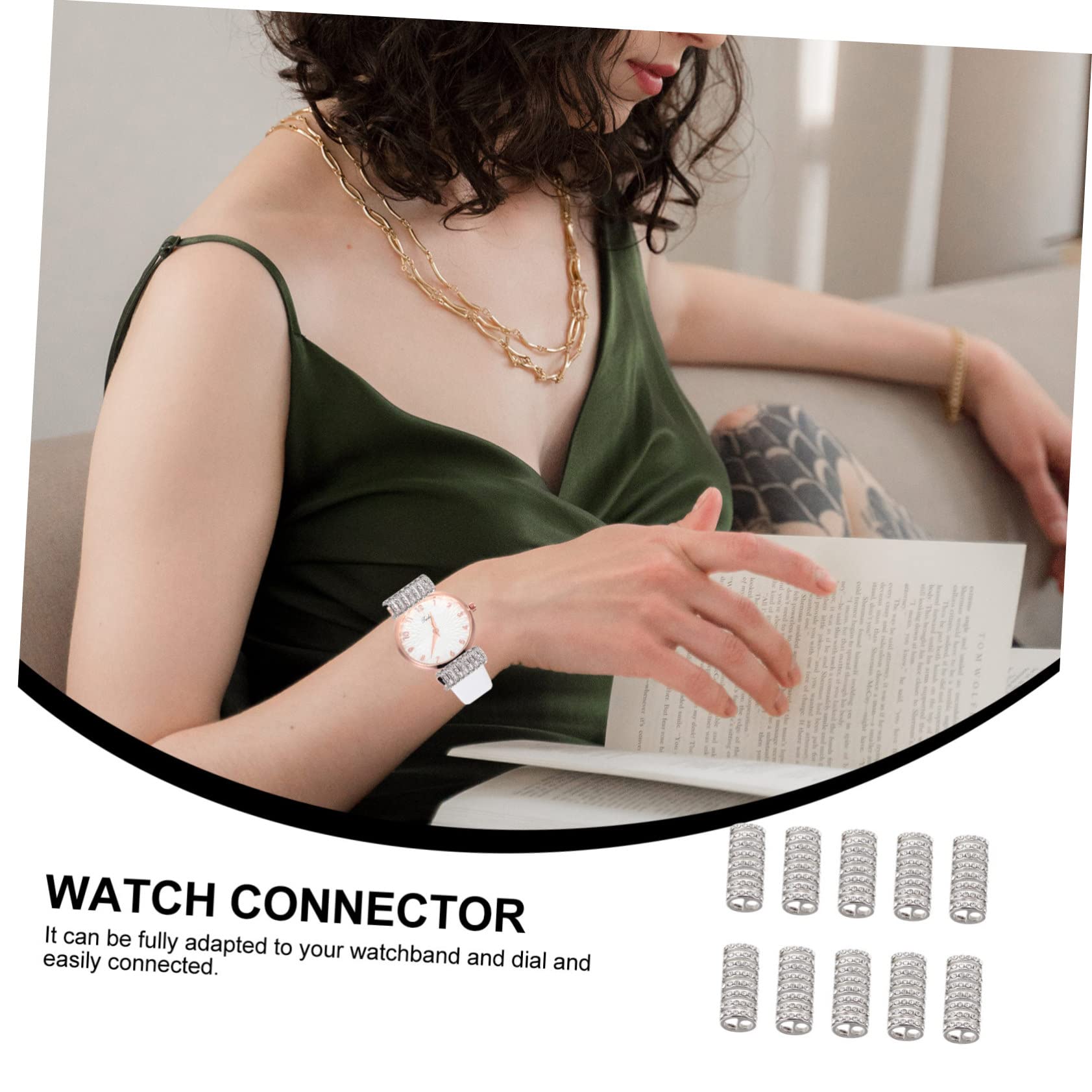 DOITOOL 50 Stück Gurtverbinder Uhrenadapter Armband Verbindung Strassdekor Empfindlicher Uhrenanschluss Armband Versorgung Uhrenarmband-adapter Uhrenzubehör Schmuck Diamant Diese Legierung