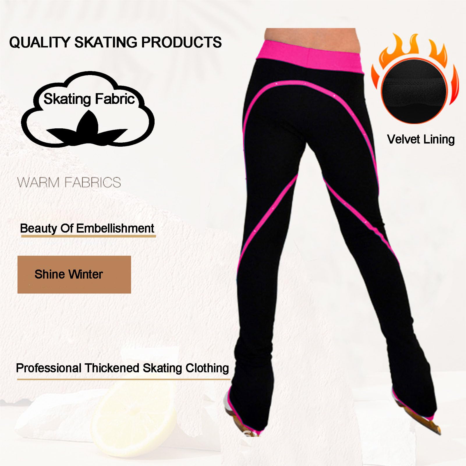 Pantalon Thermique pour Le Patinage Artistique, Chaussettes Gymnastique, Pantalon Patinage sur Veste Leggings Patinage