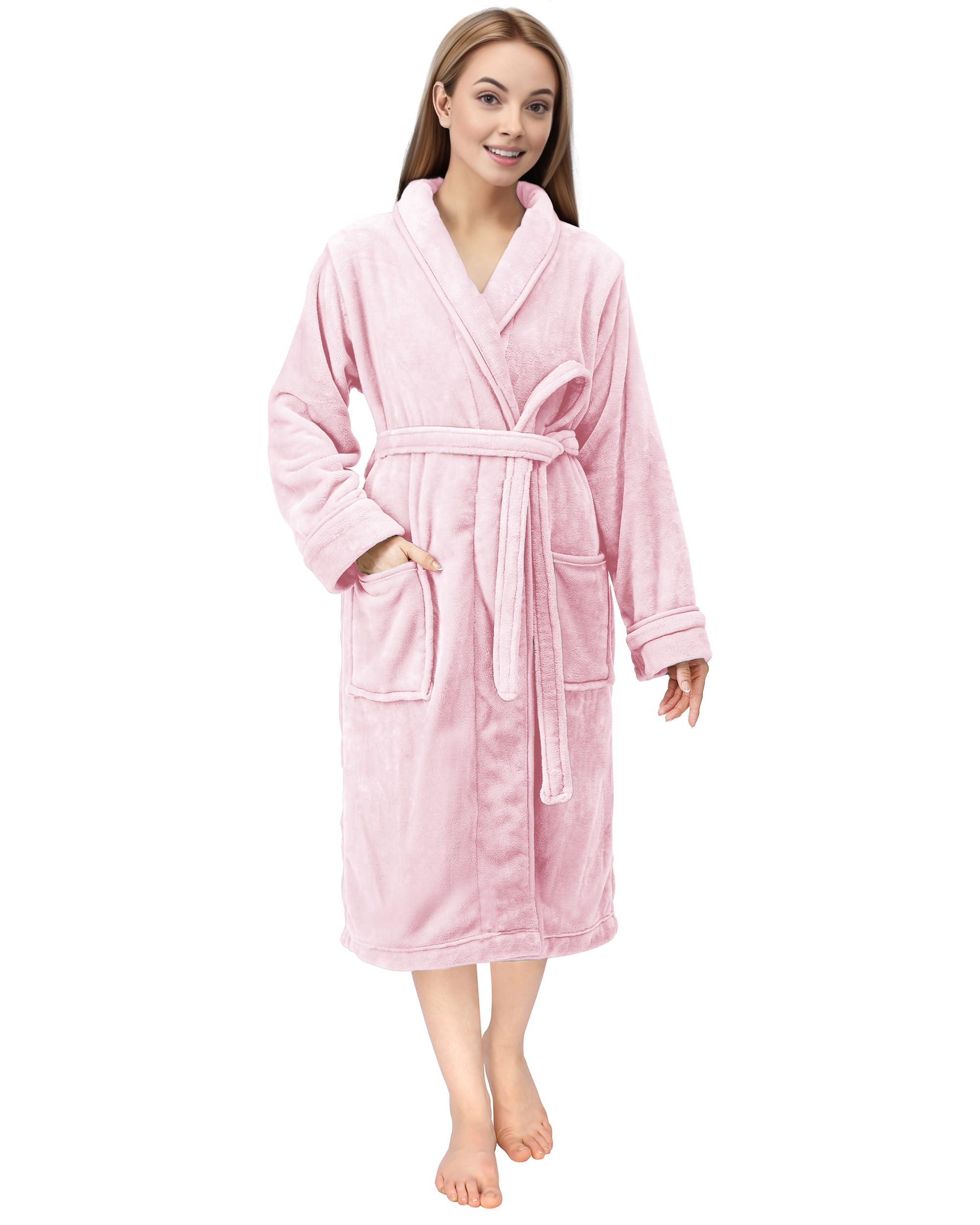 NY Threads Bata con cuello chal para mujer, ropa de dormir suave y acogedora