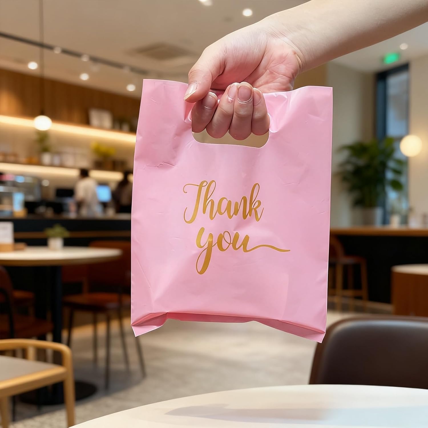 DEDIULE 100 Pcs 'Thank You' product bags, pink candy cookie bags, suitable for birthdays, baby showers, weddings, Christmas, and Retirement (5.9 * 7.9 inches) (pink) image 3