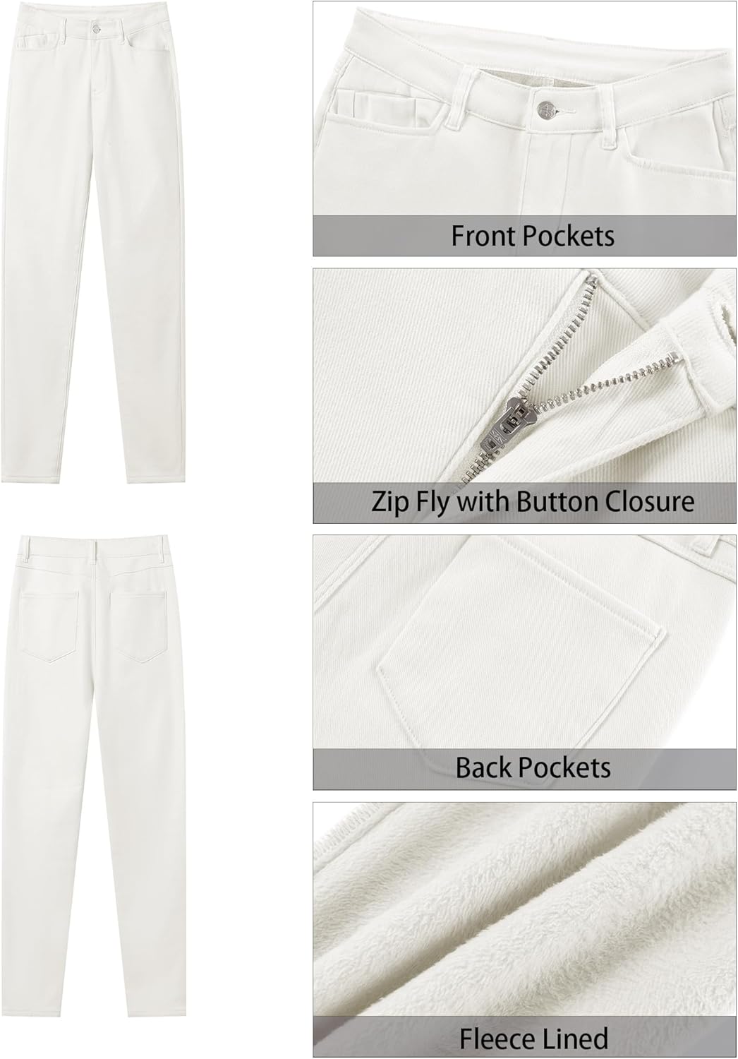 GRAPENT Fleece Lined Jeans for Women Trendy High Waisted Skinny Winter Stretchy Denim Pants Ankle Warm Thermal Jeggings - Image 8