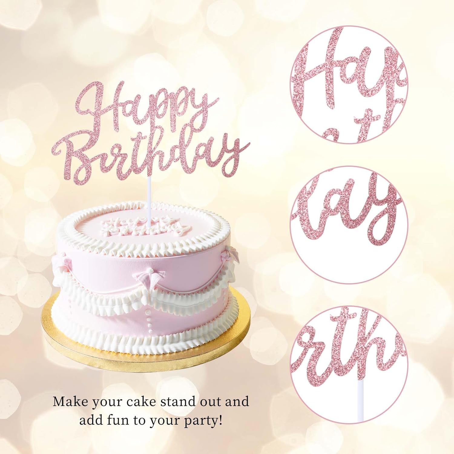 11Pcs Happy Birthday Cake Topper, Cake Topper Decorations for Birthday Party Decoration Ideas, Cake Topper Decorations with Star and Heart Decoration for Your Family and Friends