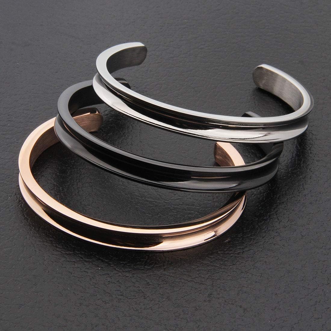 Zuo Bao Hair Tie Bracelet High Polishing Stainless Steel Grooved Cuff Bangle for Women