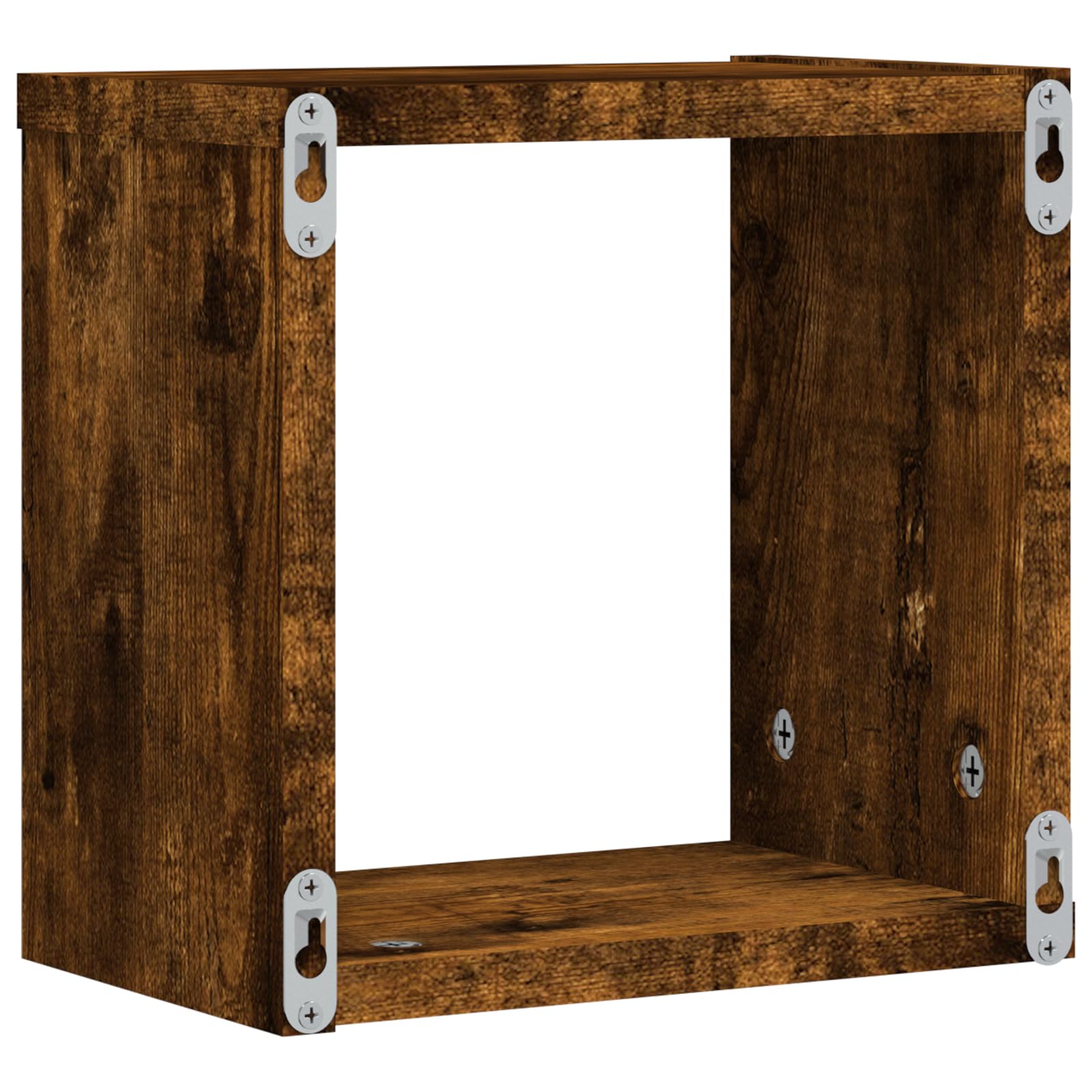 Schweberegale Set 4 Stück Wandregal Rauch Eiche Holzwerkstoff 25x25x2 cm Modernes Design für Wanddeko Bücher Pflanzen Wohnzimmer Büro Schlafzimmer